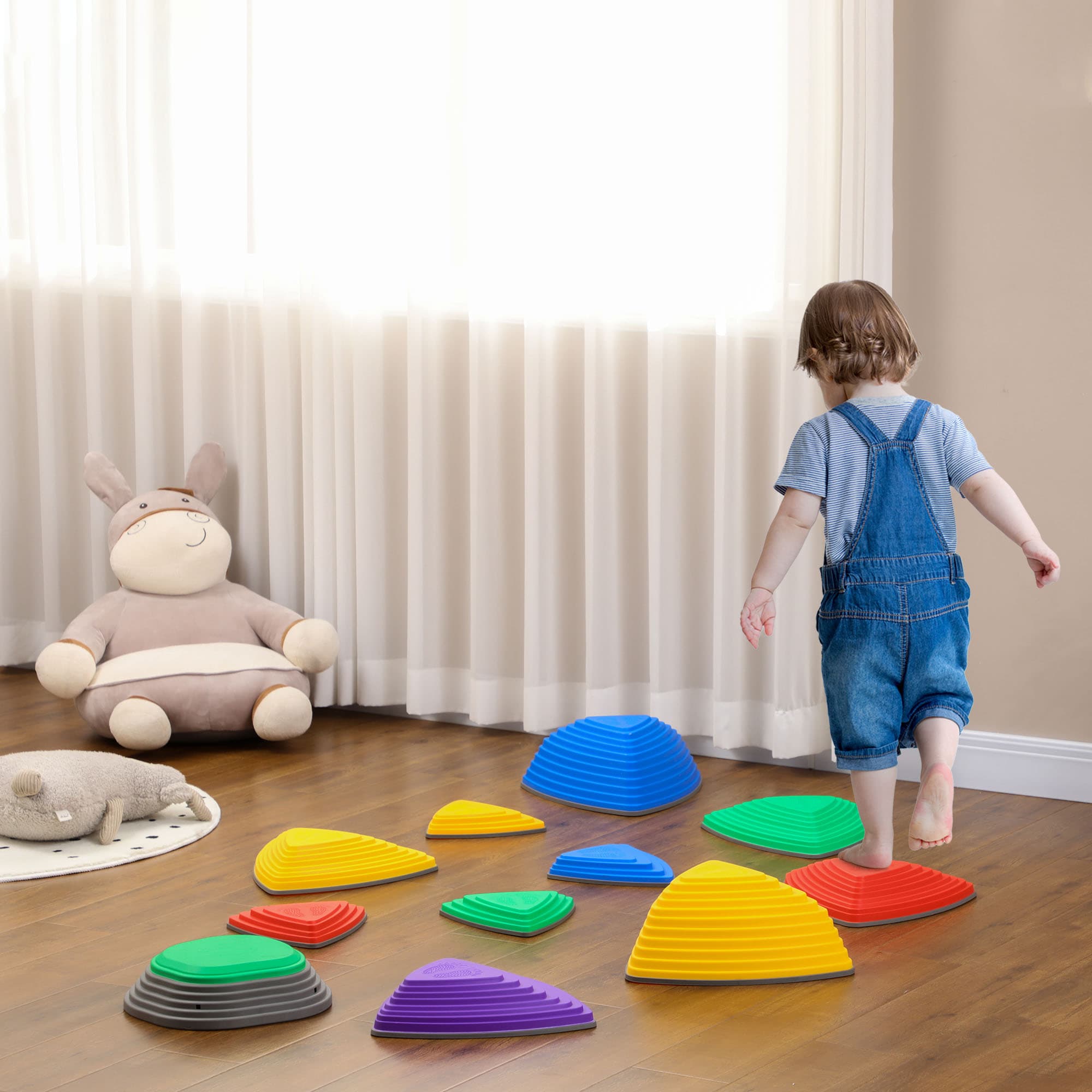 Outsunny Kids Balance Stepping Stones 11 pcs Set, Fun Indoor Outdoor Play Equipment for Obstacle Courses | Aosom Canada