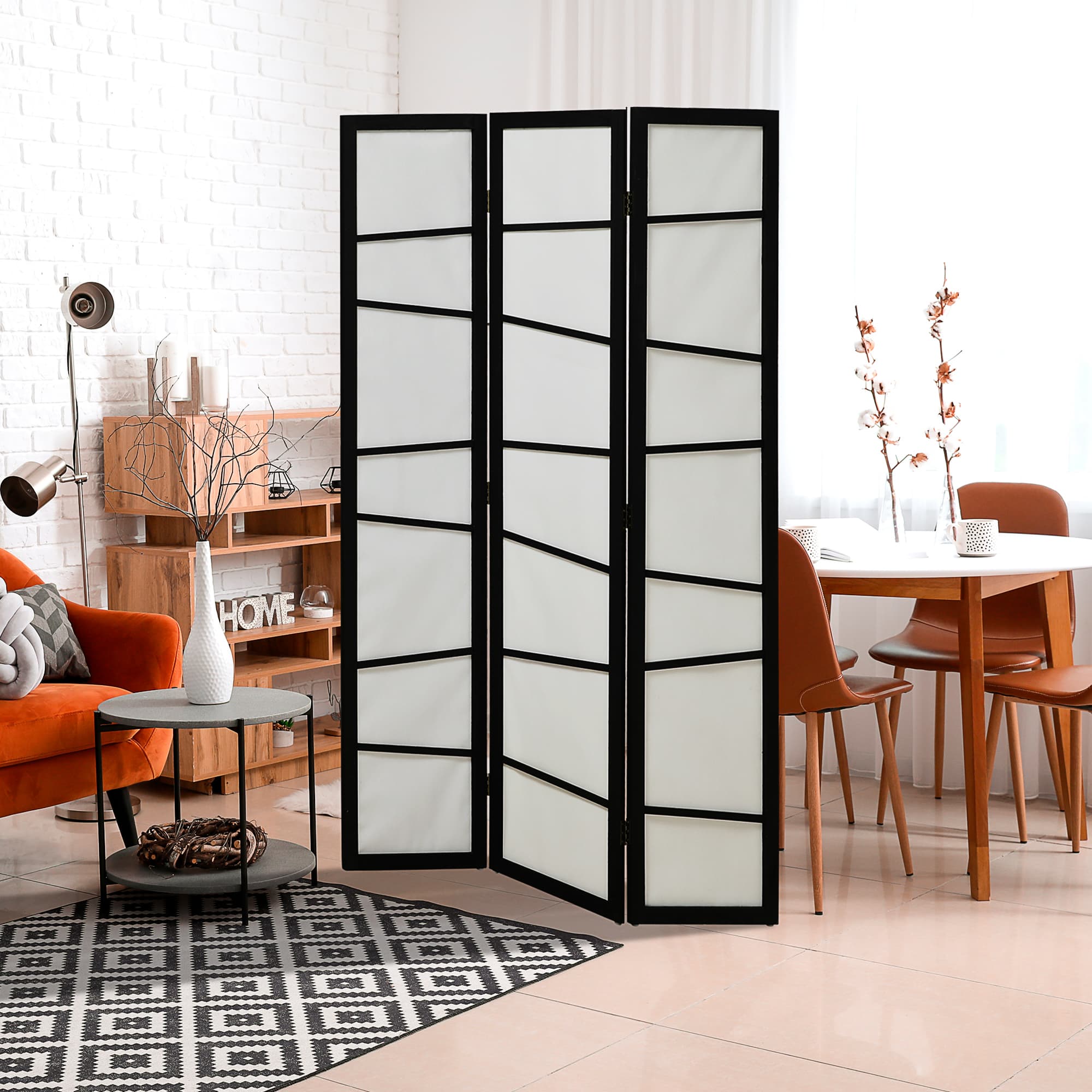 HOMCOM 5.6ft Folding Room Partition: 3-Panel Wall Divider with Wood Frame for Bedroom, Home Office, White | Aosom Canada