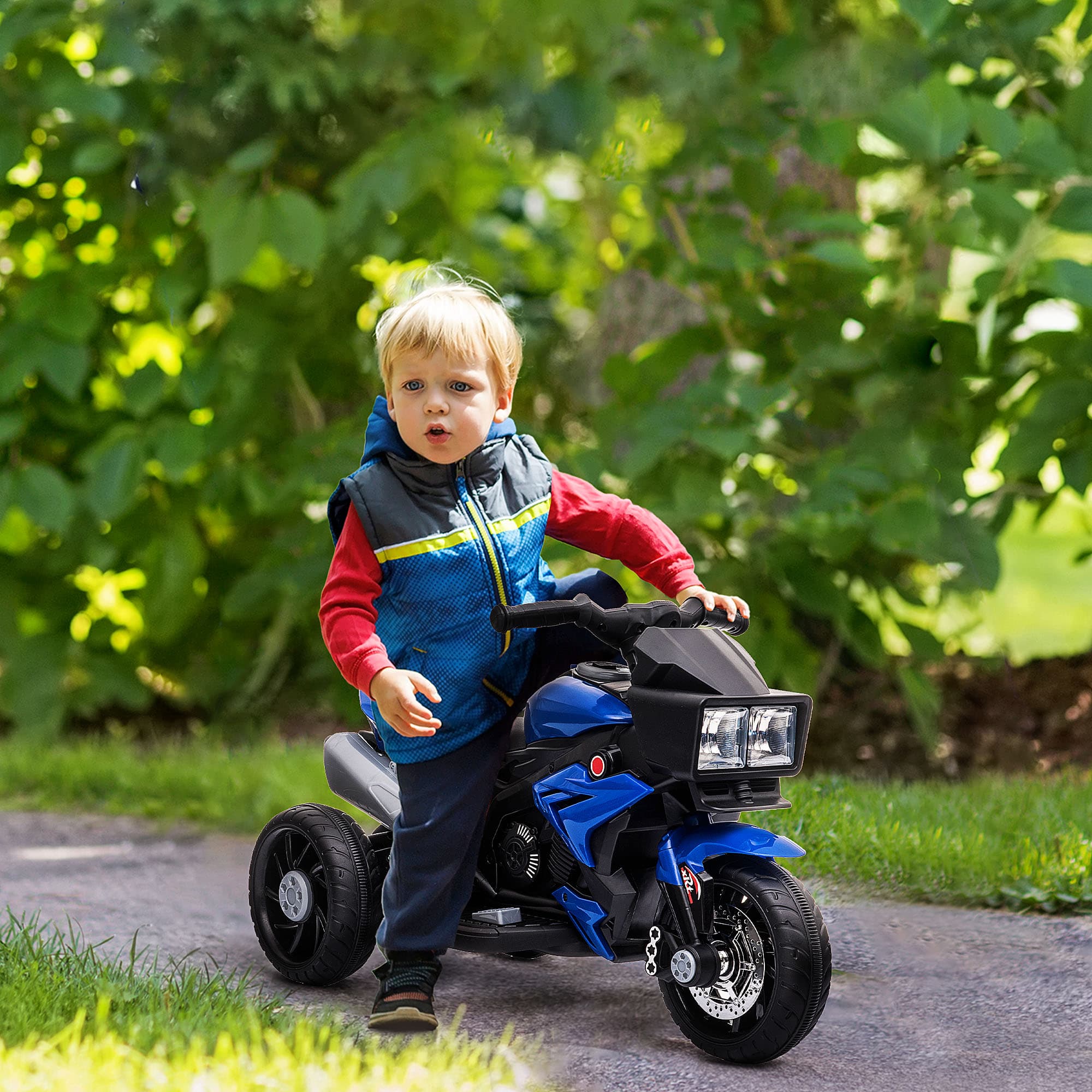Aosom Kids Electric Motorcycle Ride-On Toy 6V Battery Powered with Music Horn Headlights Blue | Aosom Canada