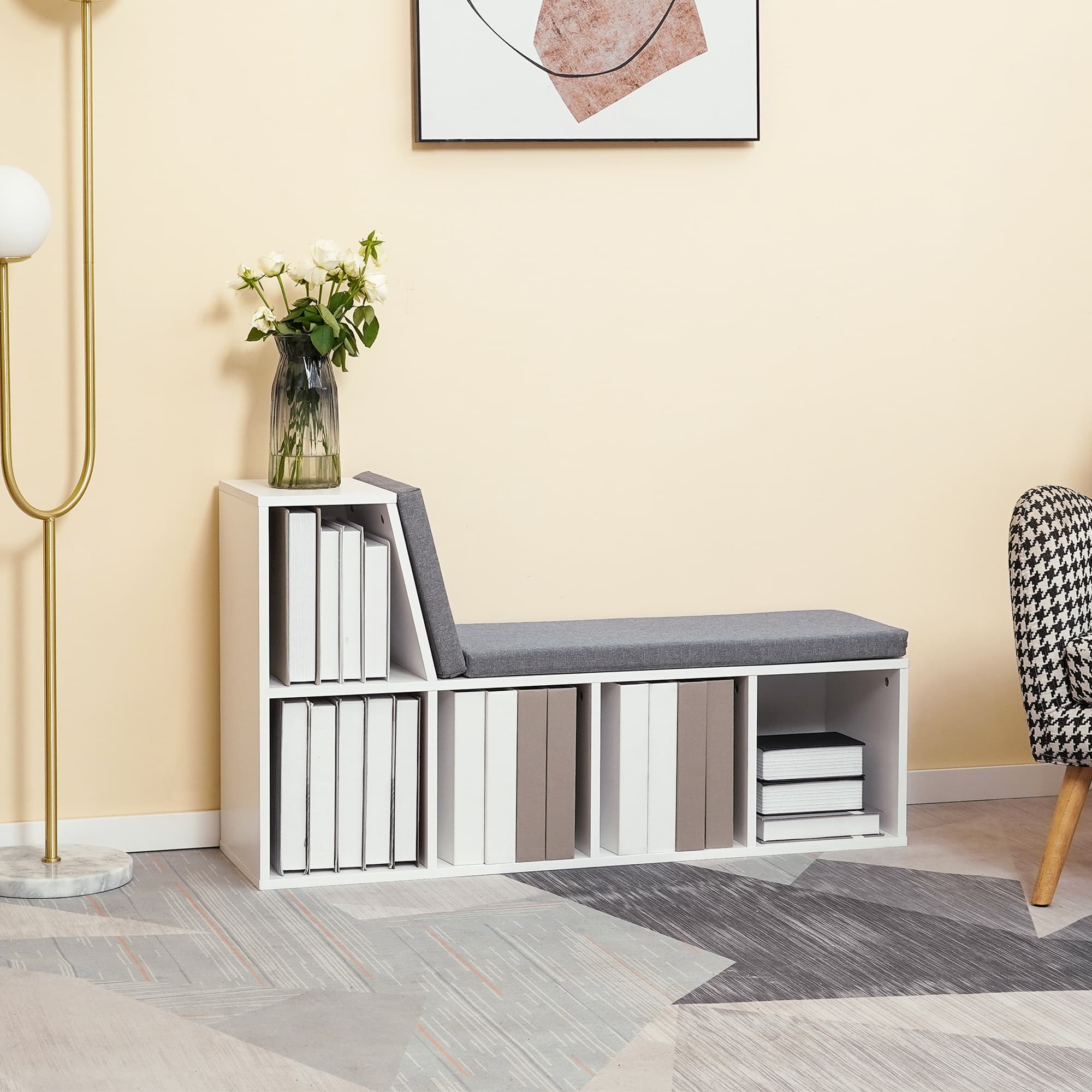 HOMCOM 2-Tier Bookcase: Grey Modern Freestanding Bookshelf for Home Office Display | Aosom Canada