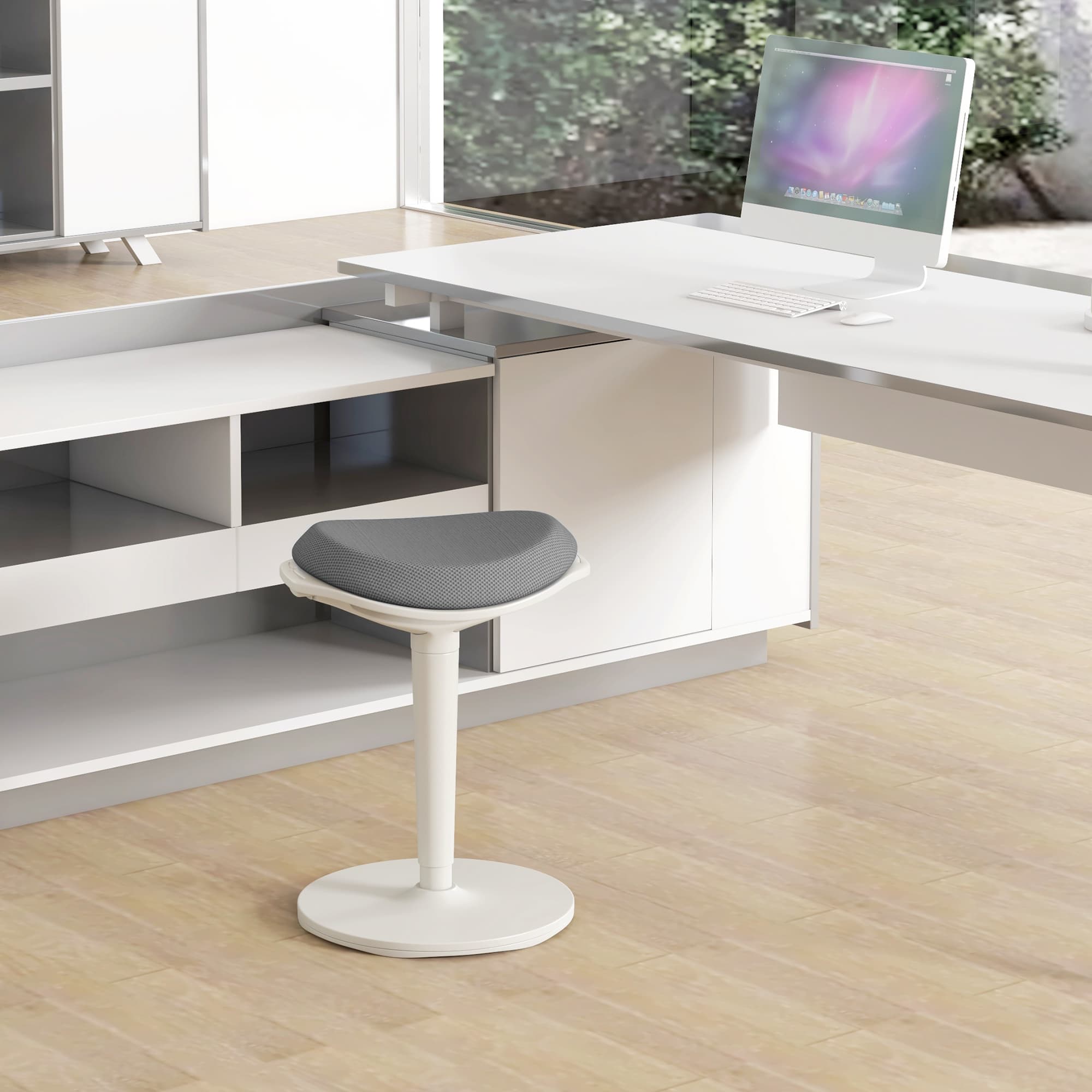 HOMCOM Standing Desk Stool, Ergonomic Wobble Chair, Adjustable Leaning Stool for Office Desks, with Rocking Motion, Grey | Aosom Canada
