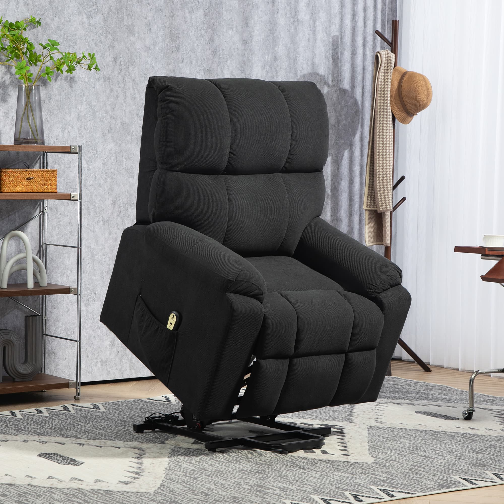 HOMCOM Lift Chair for Seniors, Microfibre Upholstered Power Recliner Chair with Remote, Quick Assembly, Black | Aosom Canada
