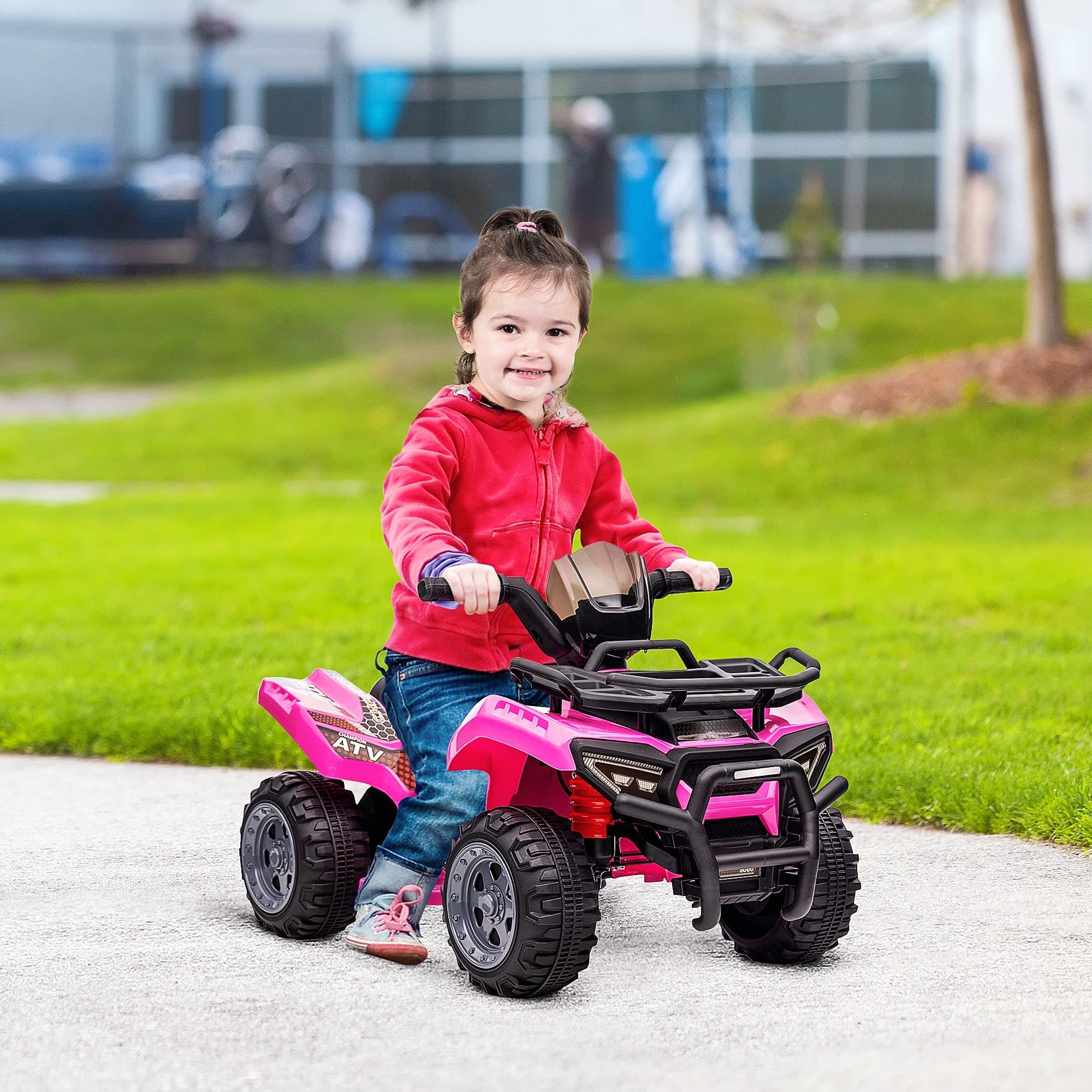 Aosom Ride-On ATV: 6V Battery Powered, Four Wheeler, Headlights, 18-36 Months, Pink, Toddler Quad | Aosom Canada