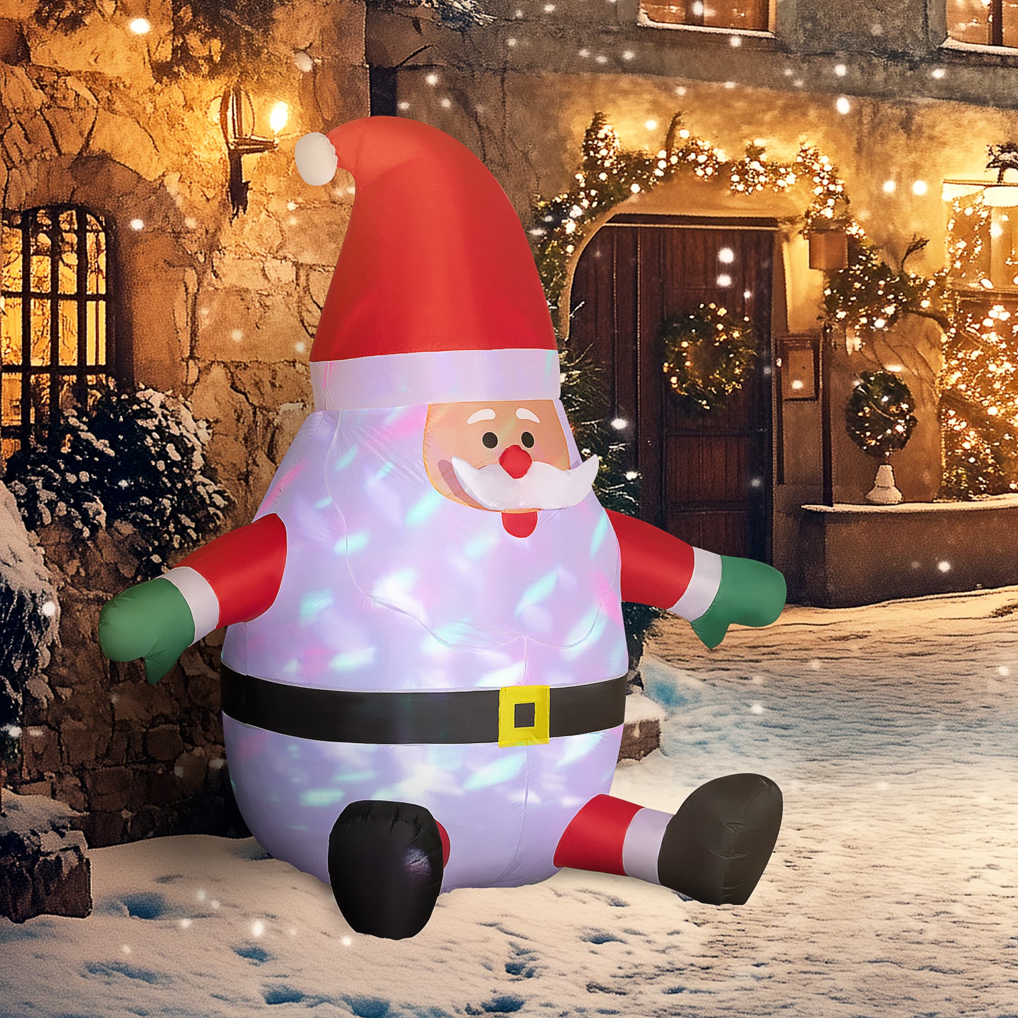 Outsunny 6' Blow-Up Outdoor Yard Display, Inflatable Christmas Santa Claus with Magic Ball Light for Lawn Garden Party | Aosom Canada