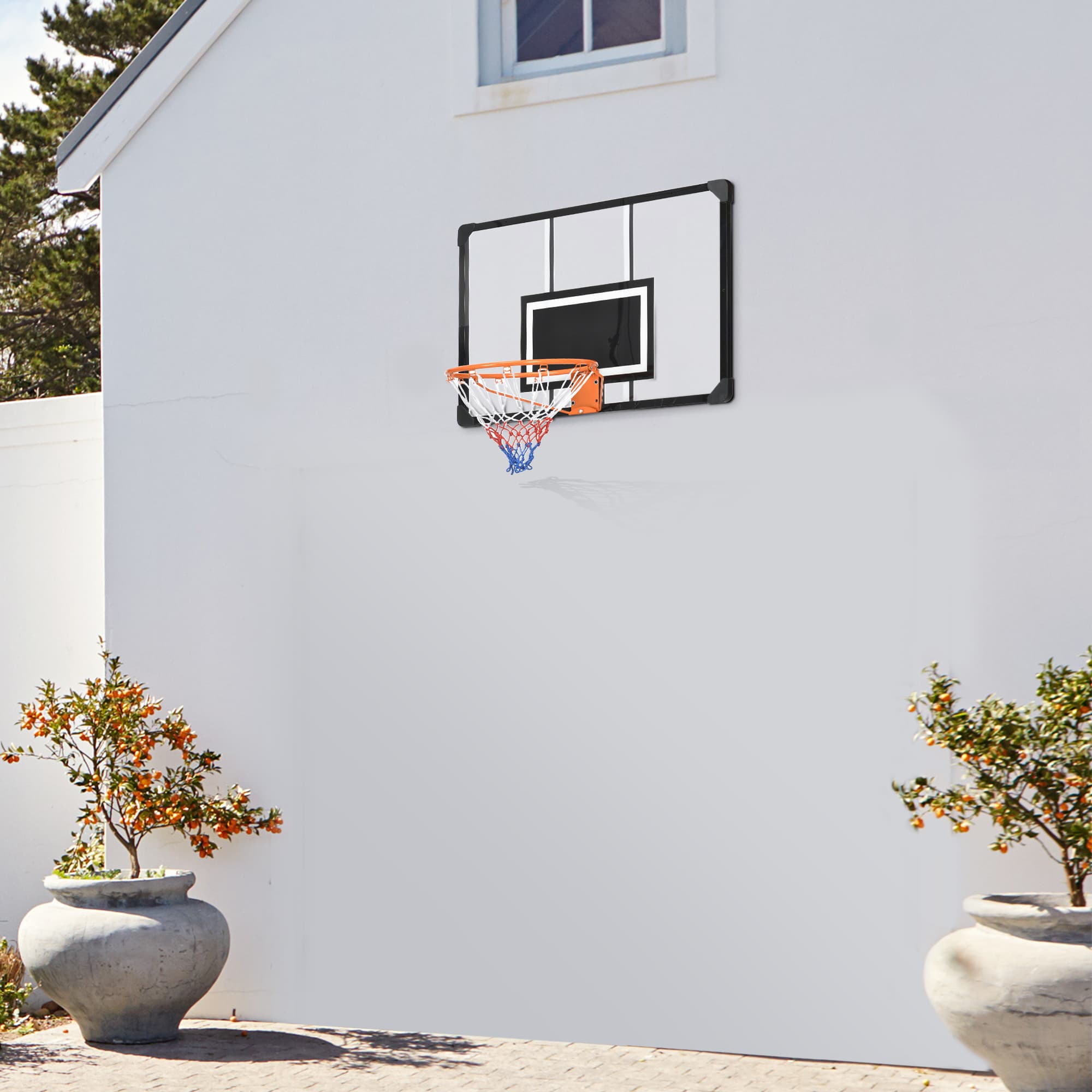 Soozier Wall Mounted Mini Basketball Hoop with 45" x 29" Backboard, Rim and All-Weather Net for Indoor and Outdoor Use | Aosom Canada