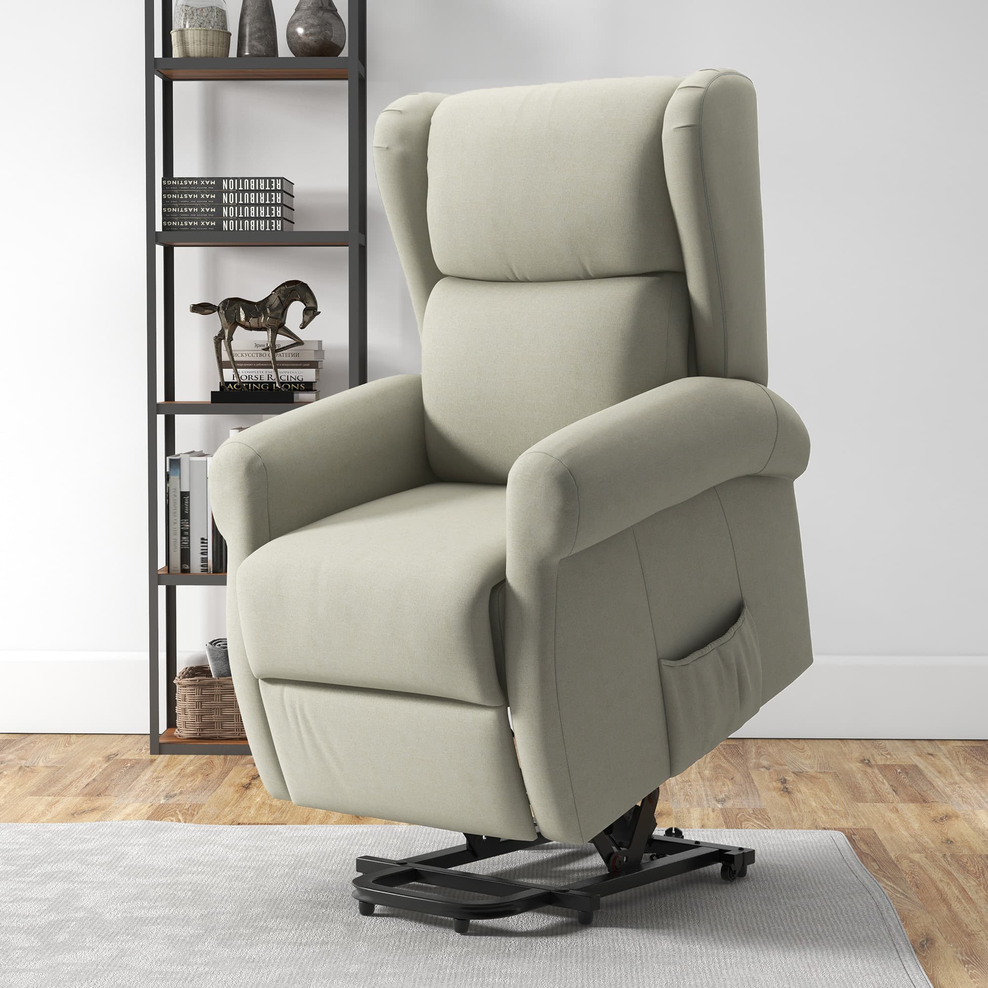 HOMCOM Wingback Power Lift Recliner Chair for Seniors with Footrest Remote Side Pockets Cream White | Aosom Canada