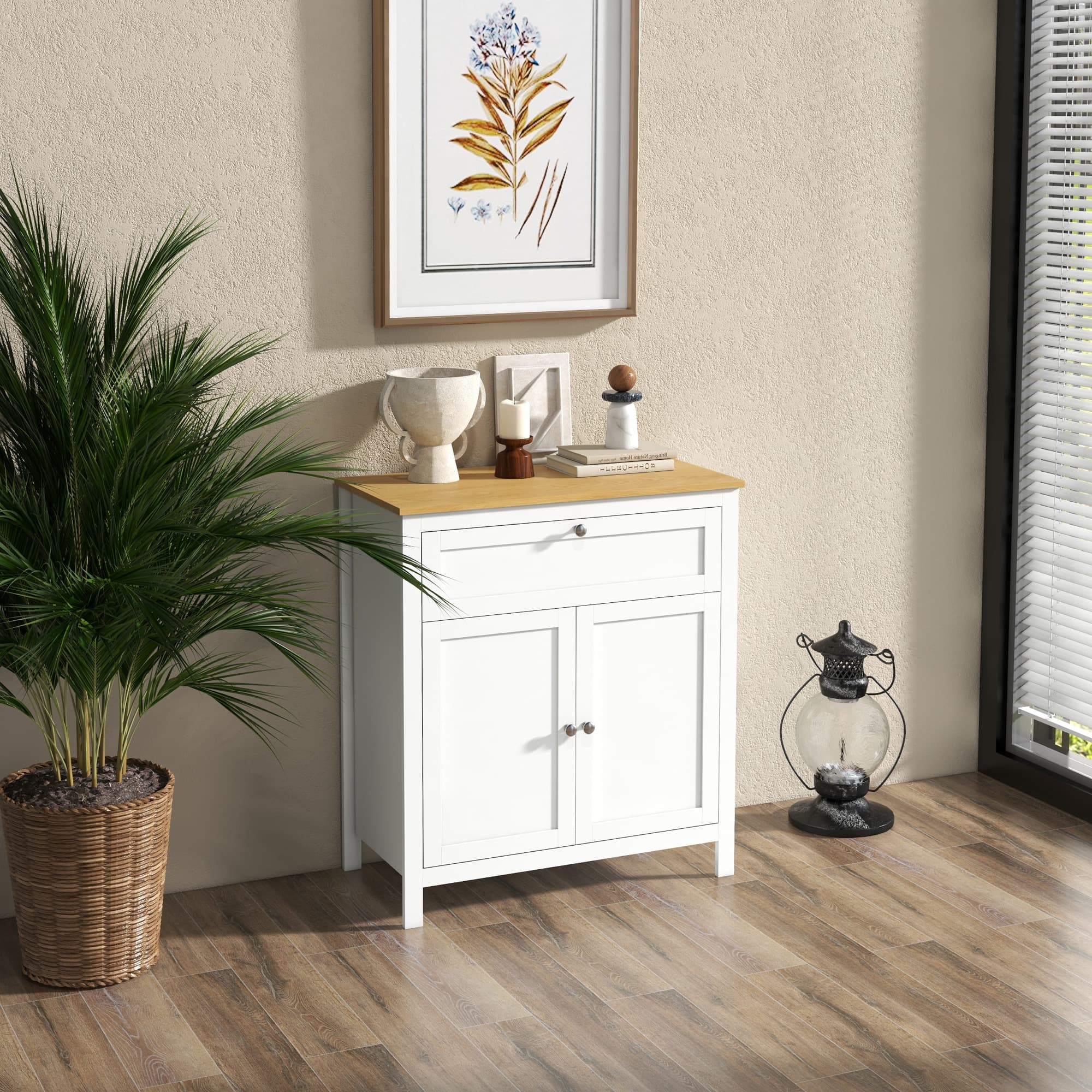 HOMCOM Chic White Buffet Sideboard: Table with Drawer, Double Doors & Adjustable Shelf for Living Rooms & Entryways | Aosom Canada
