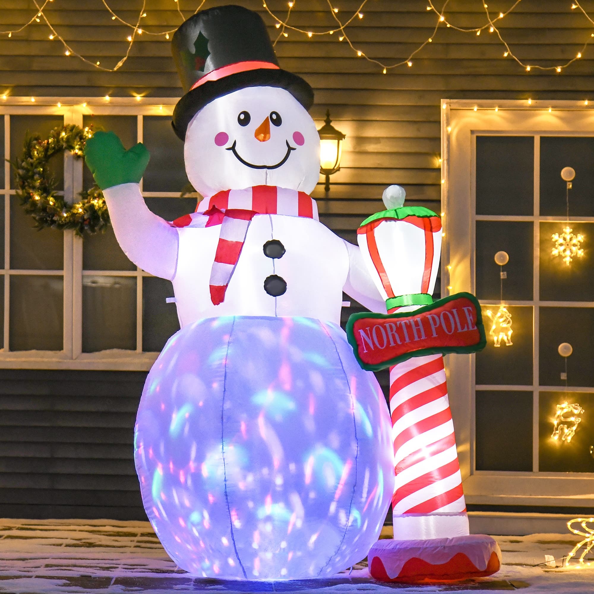 HOMCOM 8 ft Christmas Inflatable Snowman Decoration Airblown Lighted for Home Indoor Outdoor Garden Lawn Decoration Party Prop | Aosom Canada