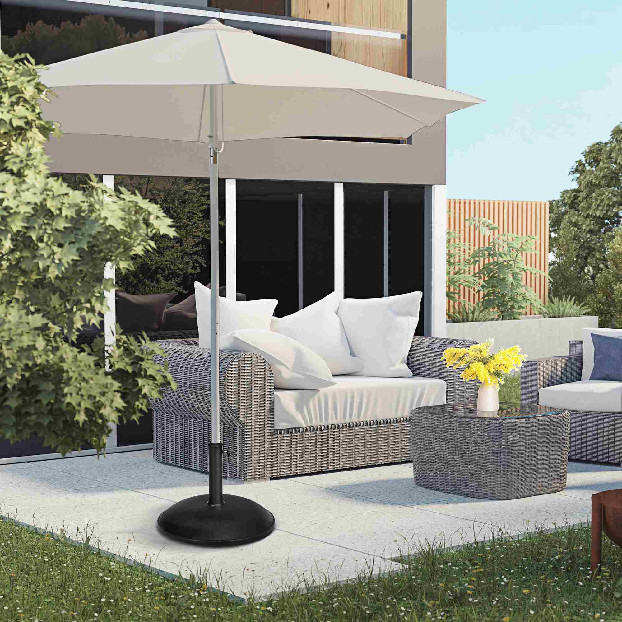 Outsunny Concrete Umbrella Base: 44 lbs 18" Round Heavy Duty Weather-Resistant Stand for Patio, Grey | Aosom Canada