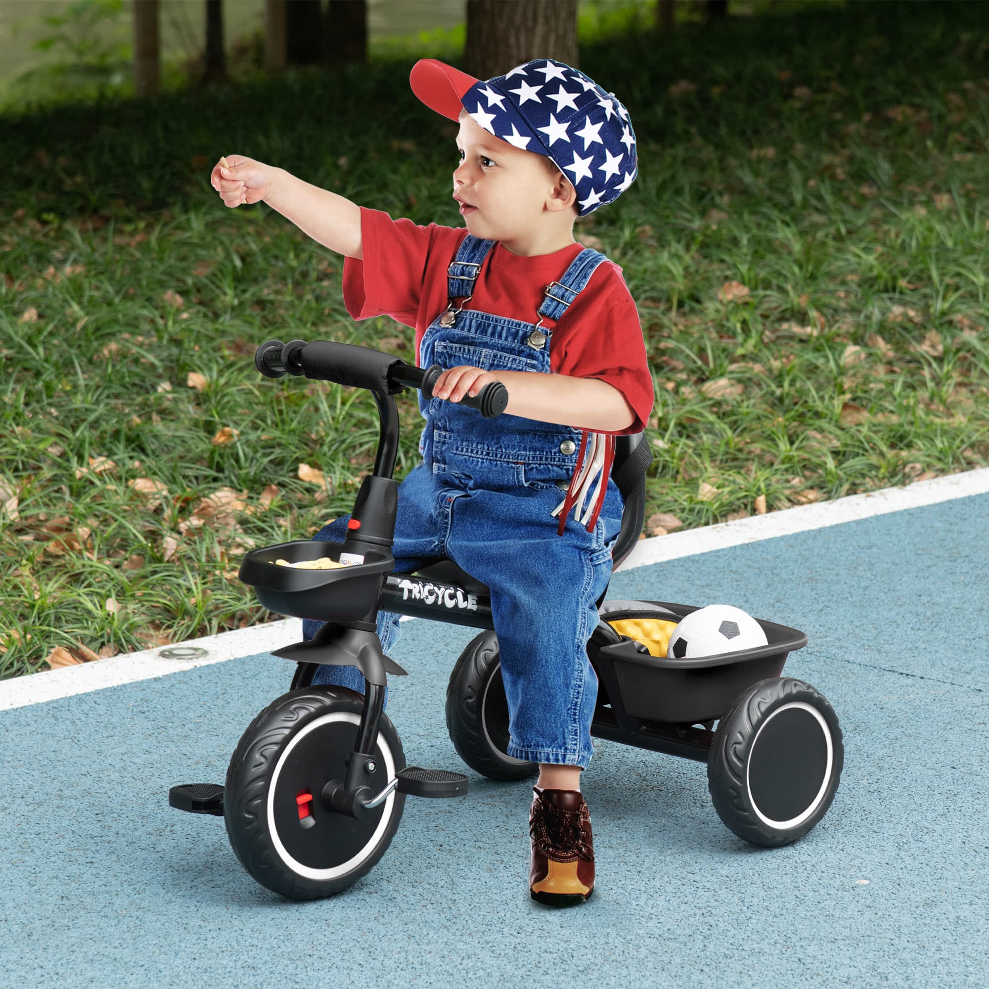 Qaba Tricycle for 2-5 Years Old, Toddler Bike with Adjustable Seat, Black | Aosom Canada