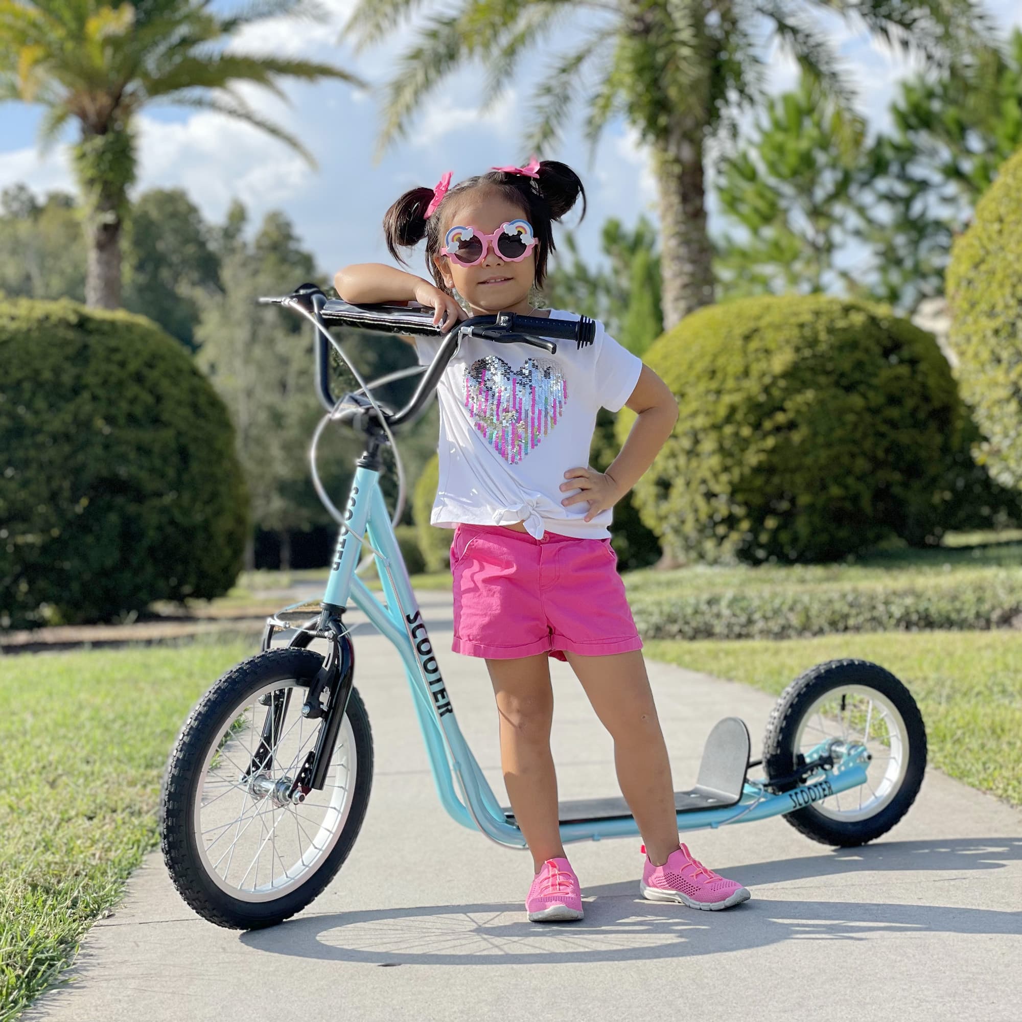 Aosom Big Wheel Scooter for Teens Youth Adjustable Handlebar with Dual Brakes Inflatable Wheels | Aosom Canada