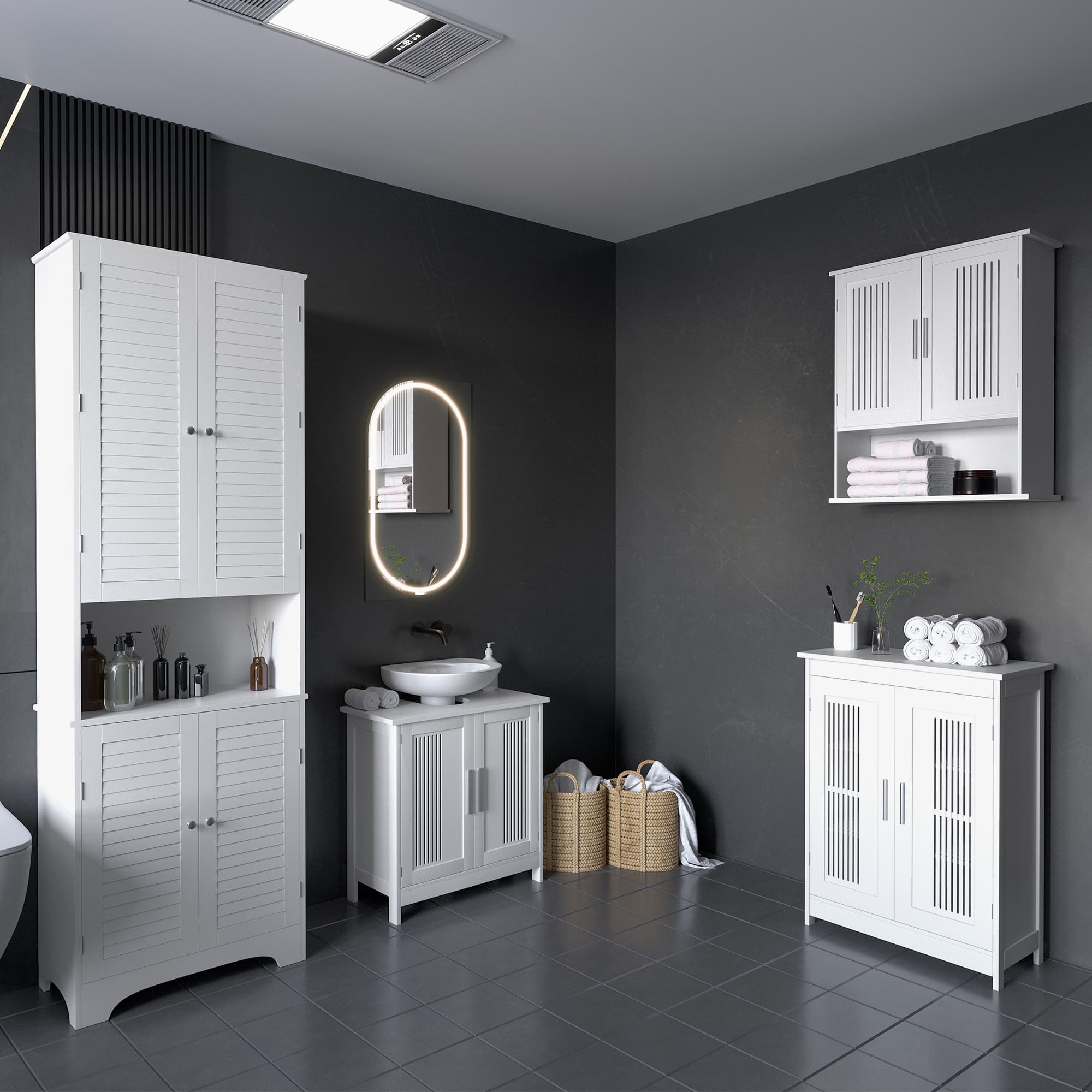 kleankin Modern White Wall Cabinet: 2-Door Bathroom Organizer with Storage Shelf for Streamlined Kitchen & Laundry Areas | Aosom Canada