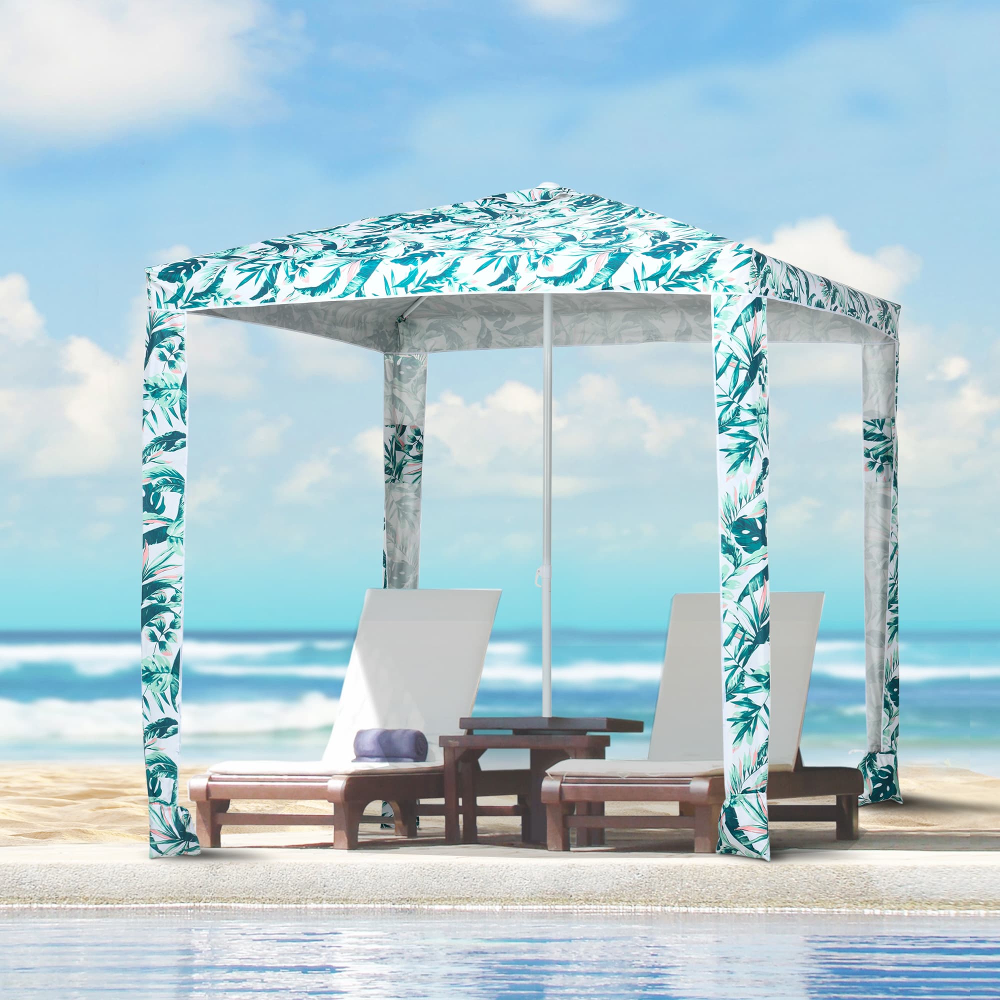 Outsunny Beach Umbrella, 6.5' Easy-Assembly Sun-Shade Shelter with Sandbags and Carry Bag, Cool UV50+, Green | Aosom Canada