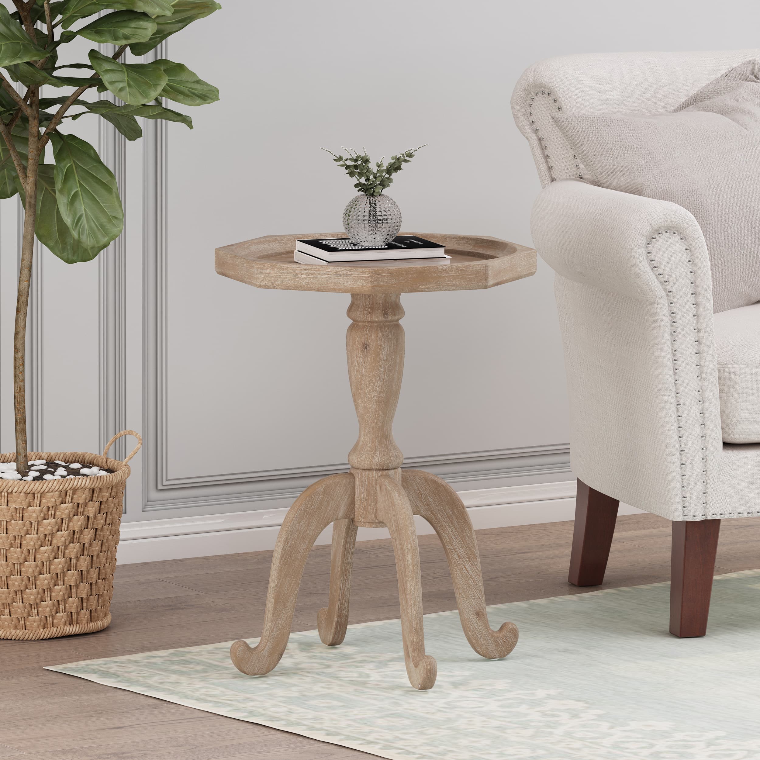 Acacia Accent Table with Walnut Finish, No Assembly Required, Elegant Side Table for Bedroom, Study, 18.5" L x 18.5" W x 25" H, Natural | Aosom Canada