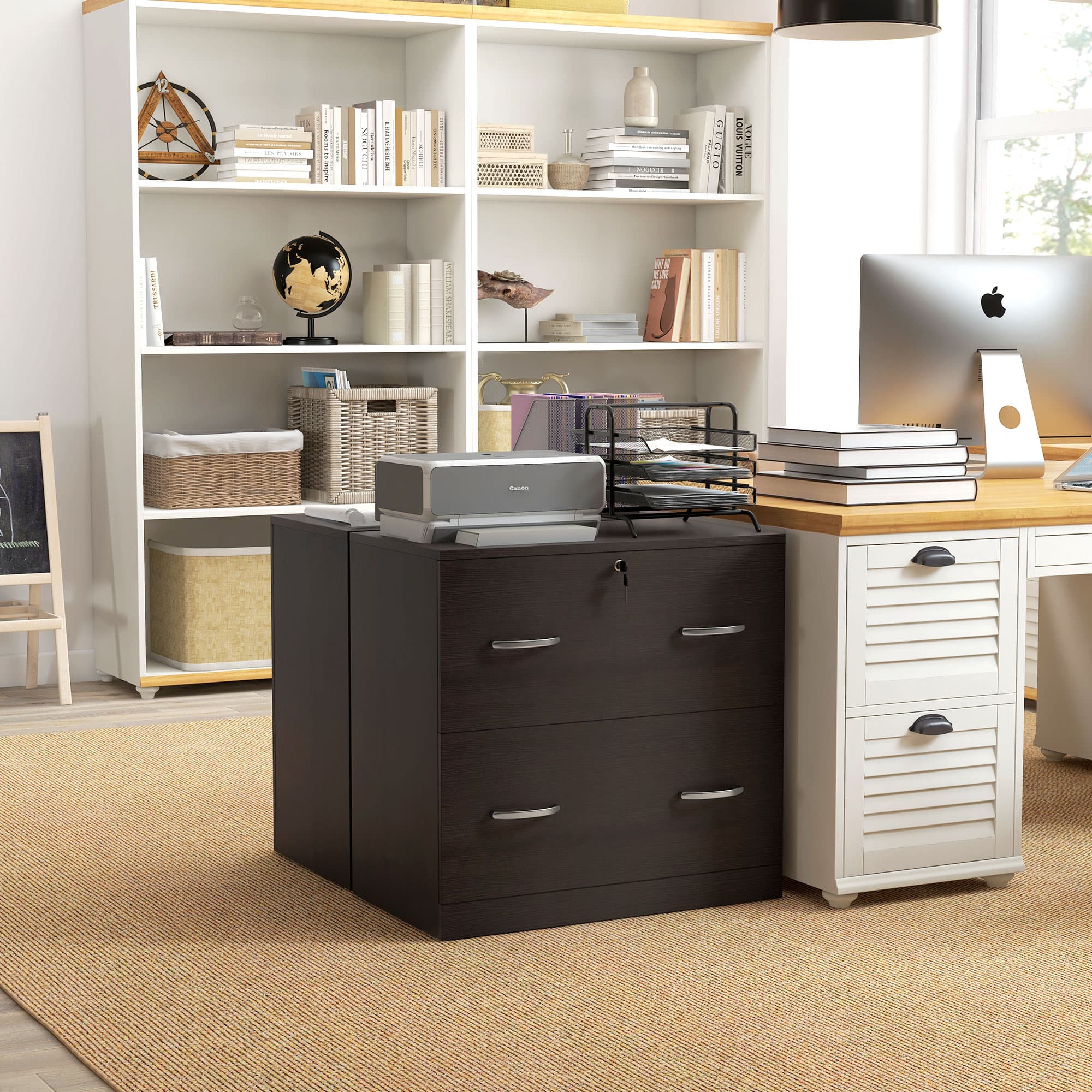 Vinsetto Secure Vertical File: 2 Locking Drawers with Hanging Rails for A4 Home Office Document Organization, Espresso | Aosom Canada