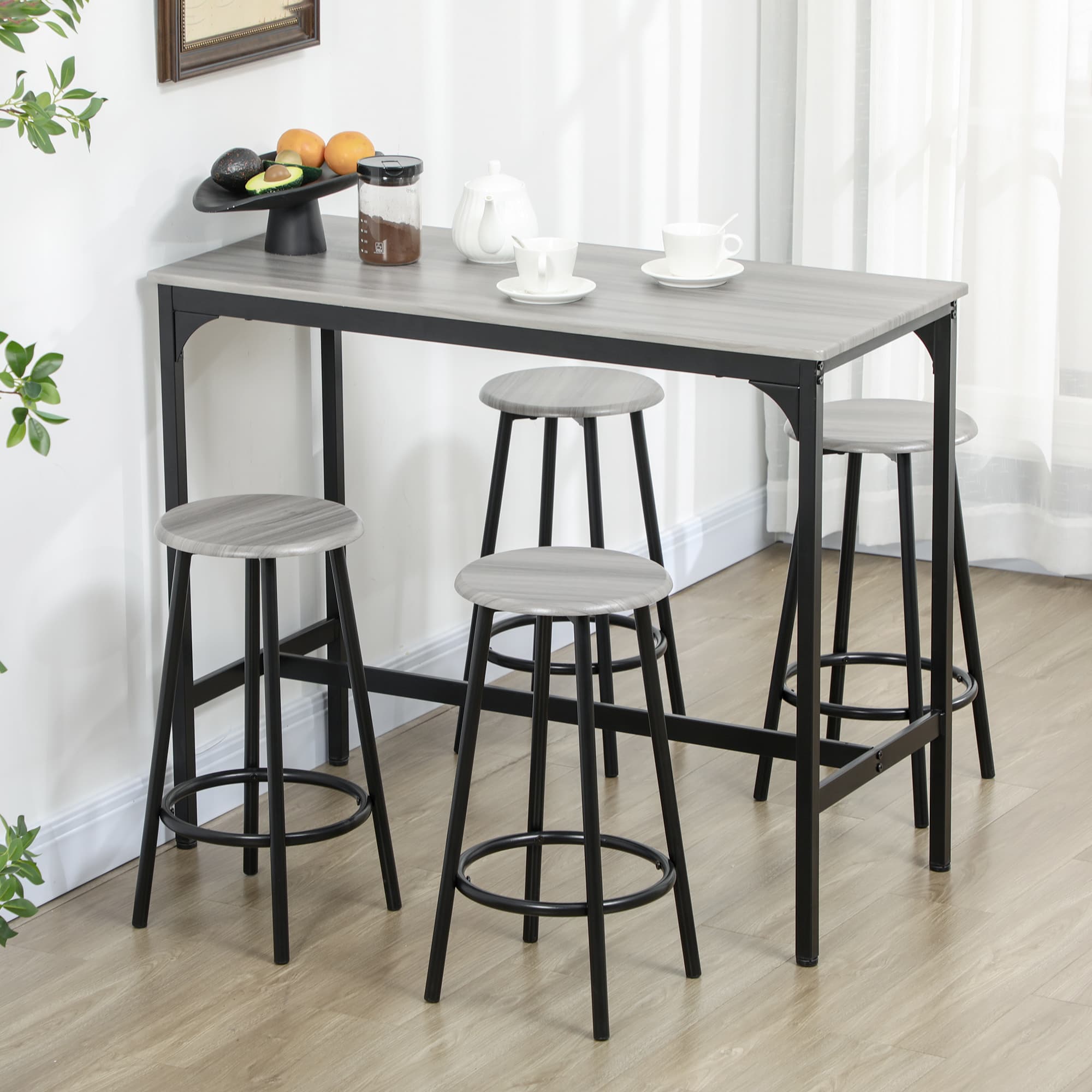 HOMCOM 5-Piece Counter-Height Dining Set: Table and 4 Chairs for Casual Gatherings | Aosom Canada