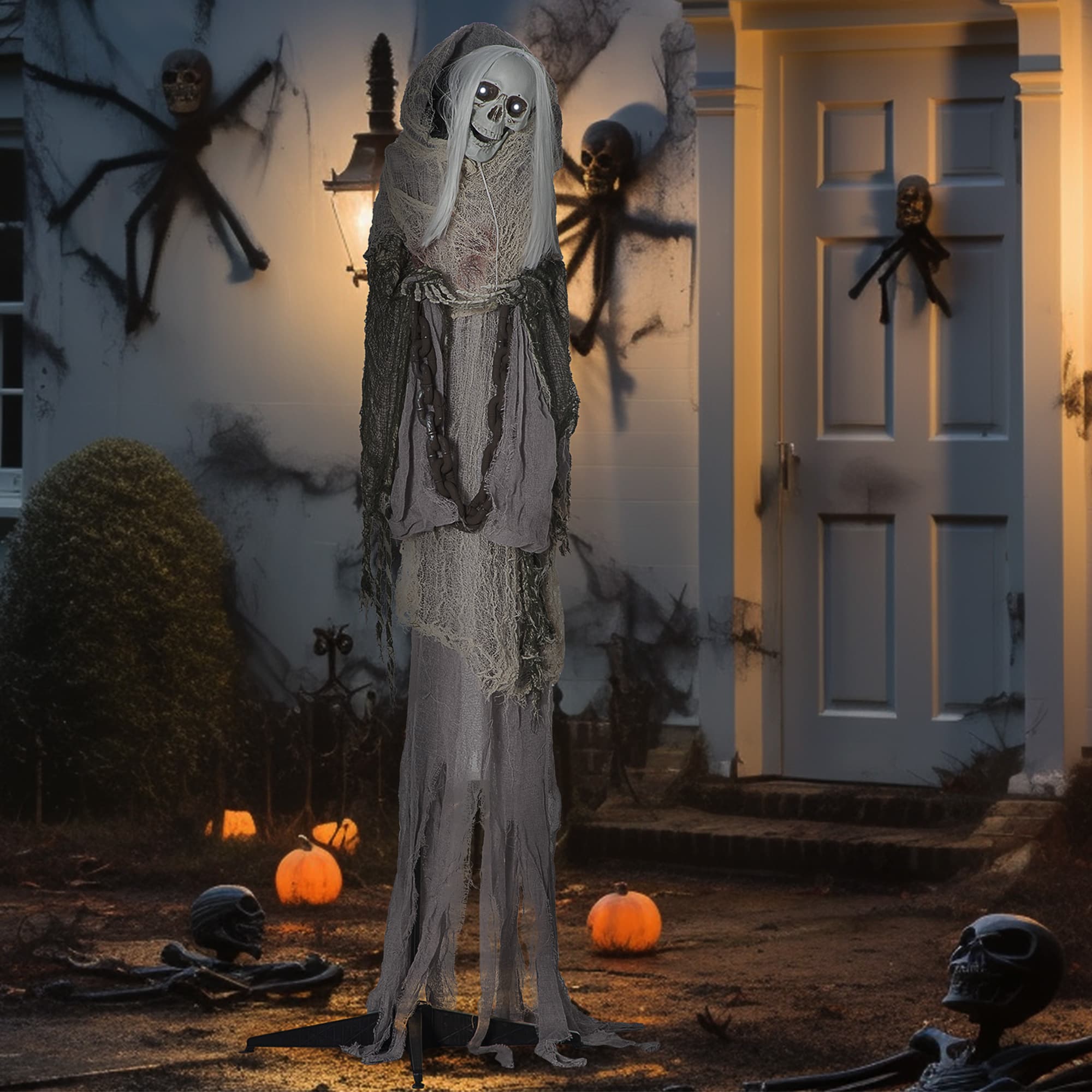 Outsunny 6ft Life Size Outdoor Halloween Decoration Skeleton Witch, Animated Prop with Light Up Eyes, Spooky Sound | Aosom Canada