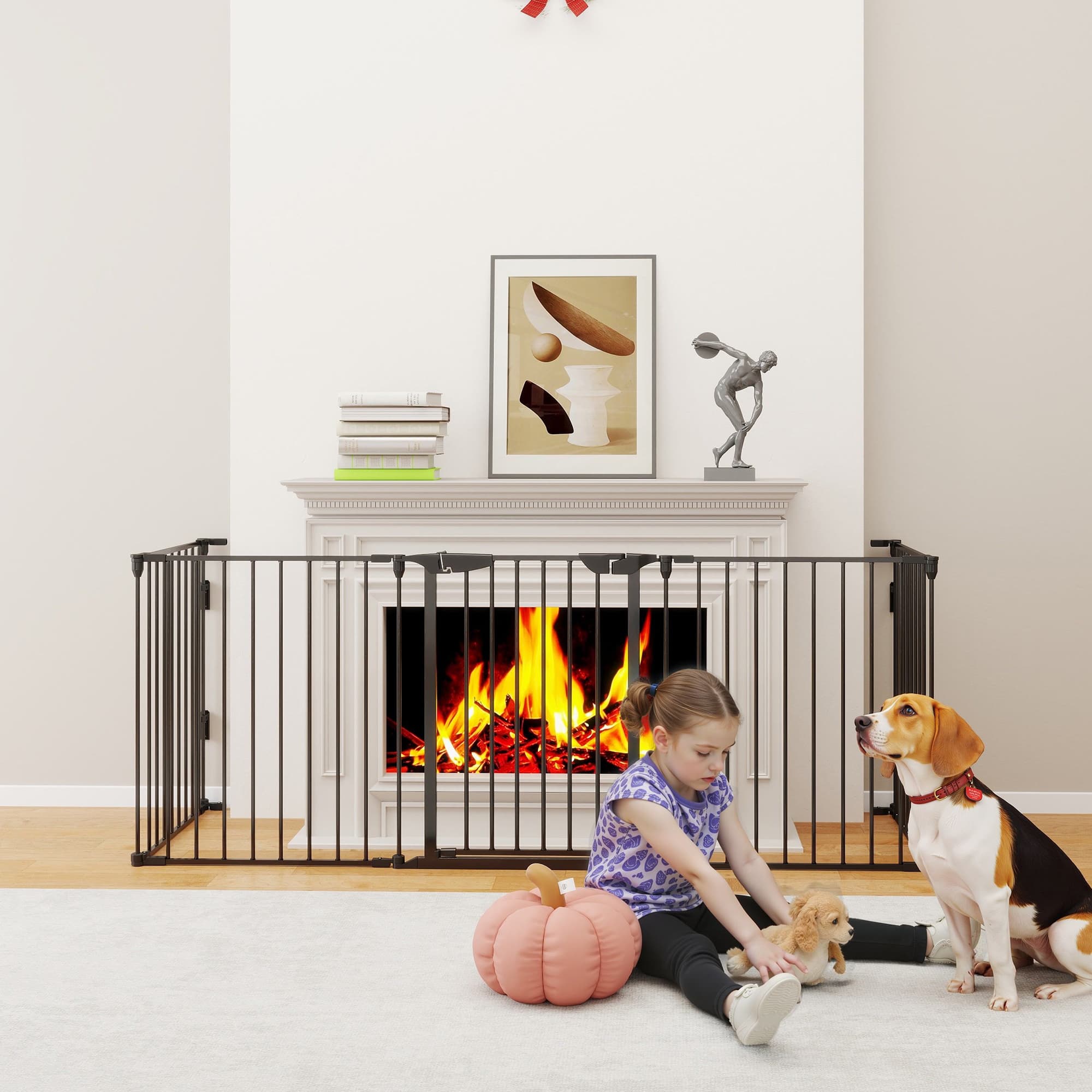 PawHut Foldable Dog Playpen Indoor for Small Medium Dogs with Door, for Stairway, Doorway, Hallway, Black | Aosom Canada