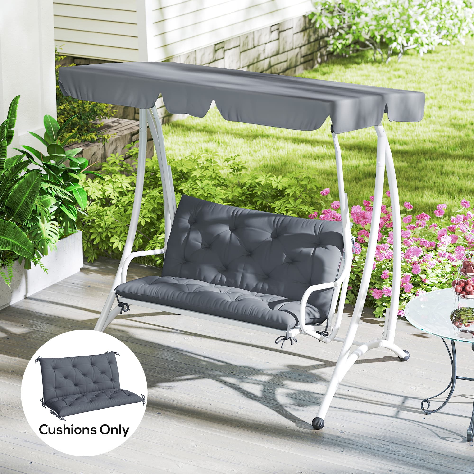 Outsunny Non-Slip Garden Bench Cushion 2 Seater Thick Pad Swing Chair Mat Replacement 39.25" x 38.5" Comfort | Aosom Canada