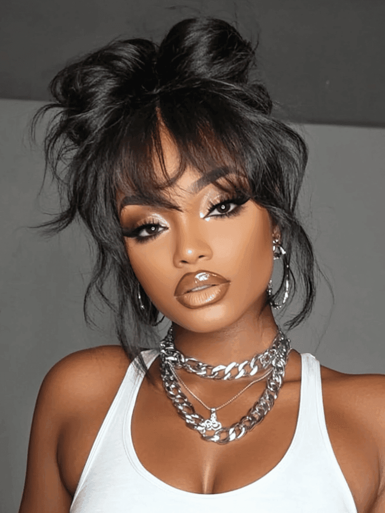 UNice 7x5 Bye-Bye Knots™ & 13x4 Pre-Everything™ Lace Frontal Black Fluffy Natural Loose Wave Curtain Bangs Wig Perfect Style