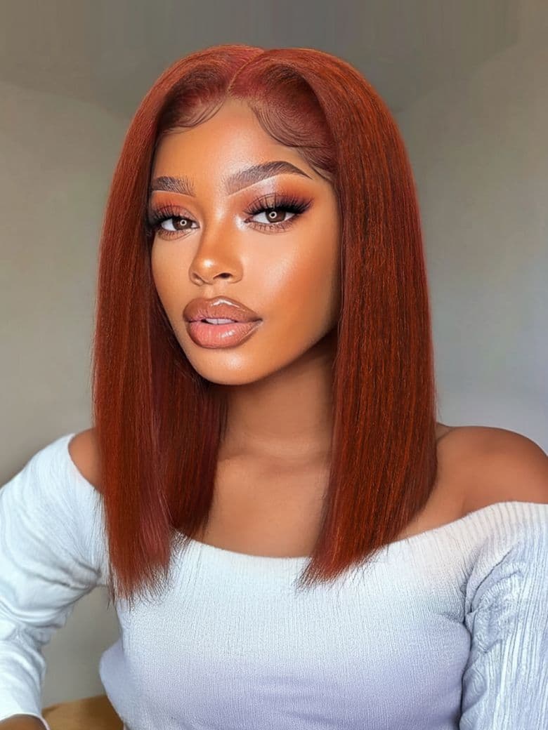 UNice Bye-Bye Slip™ 7x5 Lace Reddish Brown Yaki Bob Wig
