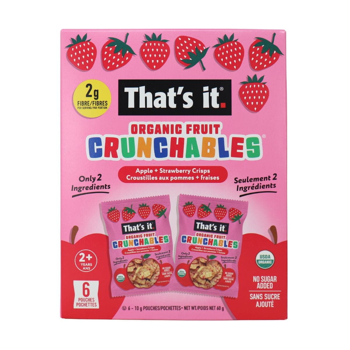 That’s It No Sugar Added Organic Fruit Crunchables Apple + Strawberry Crisps 6-Pack, 10 g each
