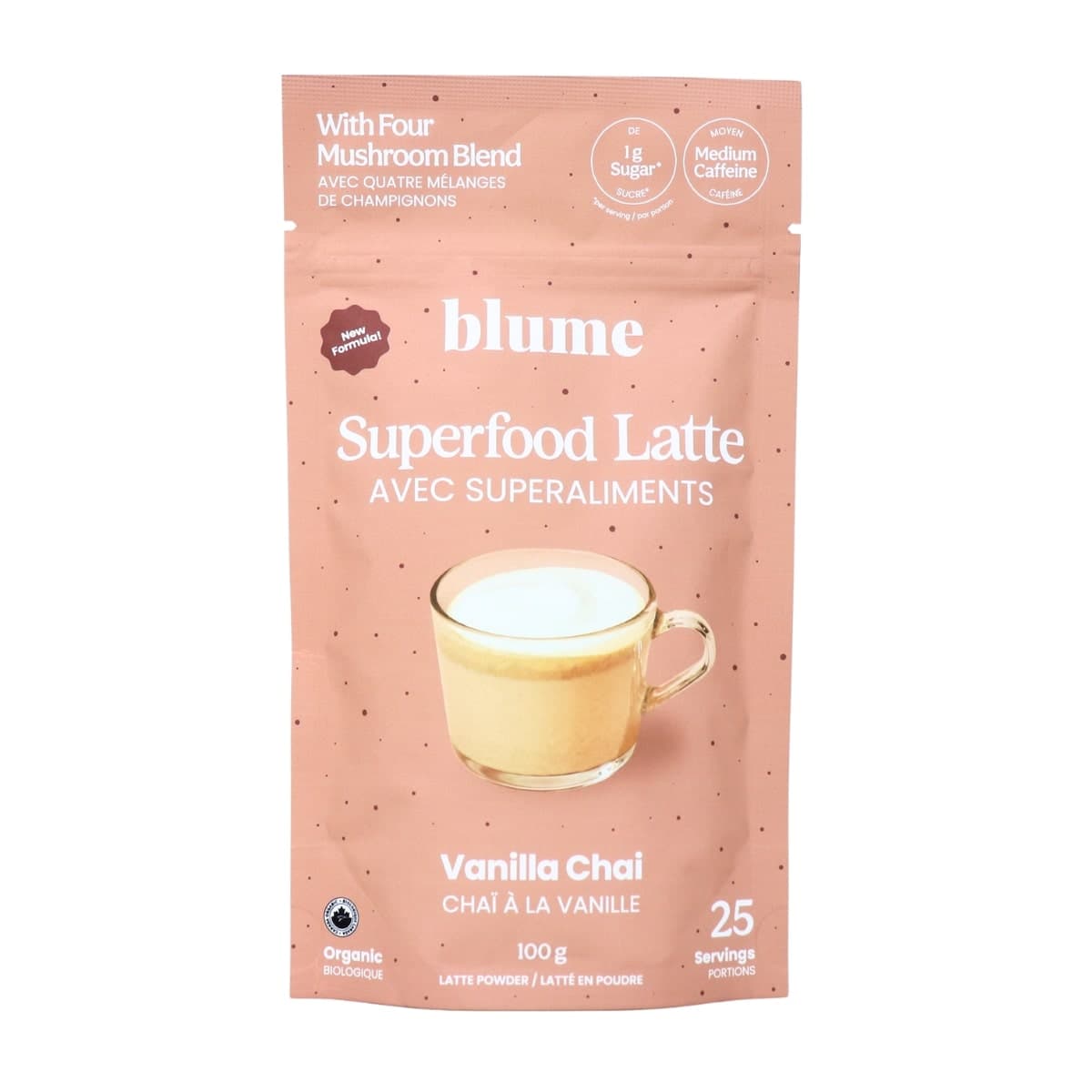 Blume Superfood Latte Vanilla Chai with Four Mushroom Blend, 100 g