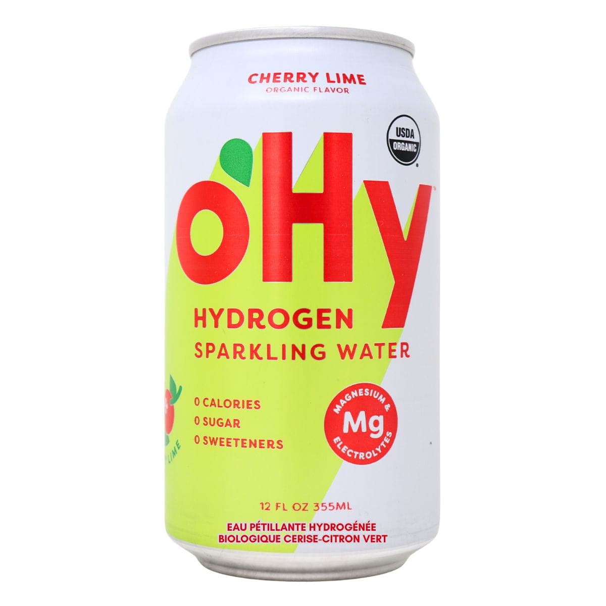 oHY Organic Hydrogen Sparkling Water Cherry Lime, 355 mL