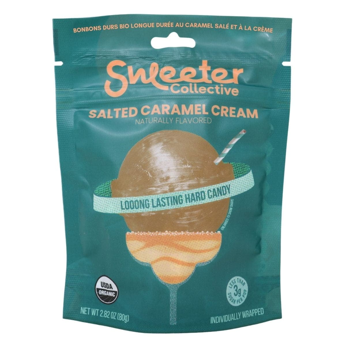 Sweeter Collective Organic Long Lasting Hard Candy Salted Caramel Cream, 80g