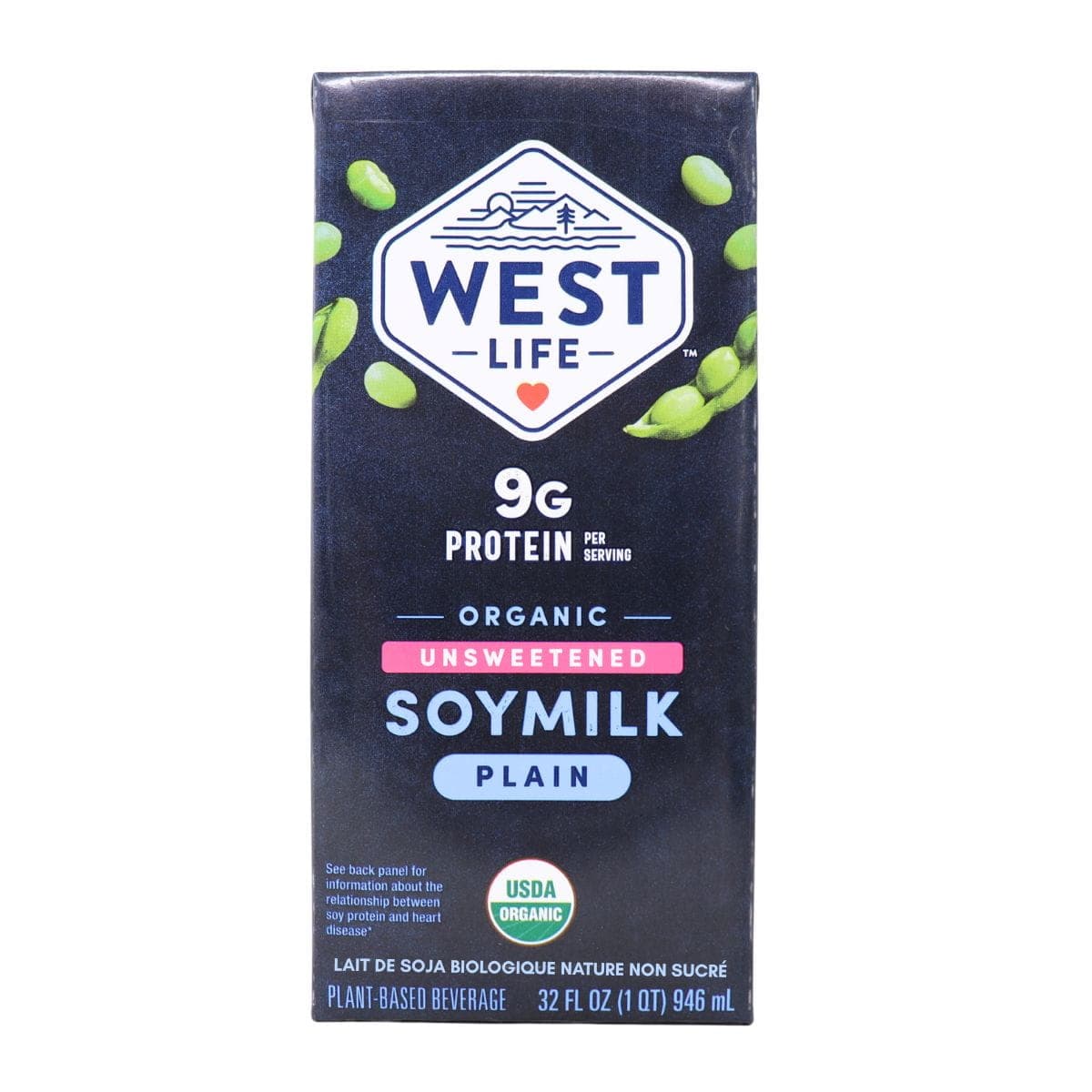 West Life Organic Unsweetened Soymilk Plain, 946 mL