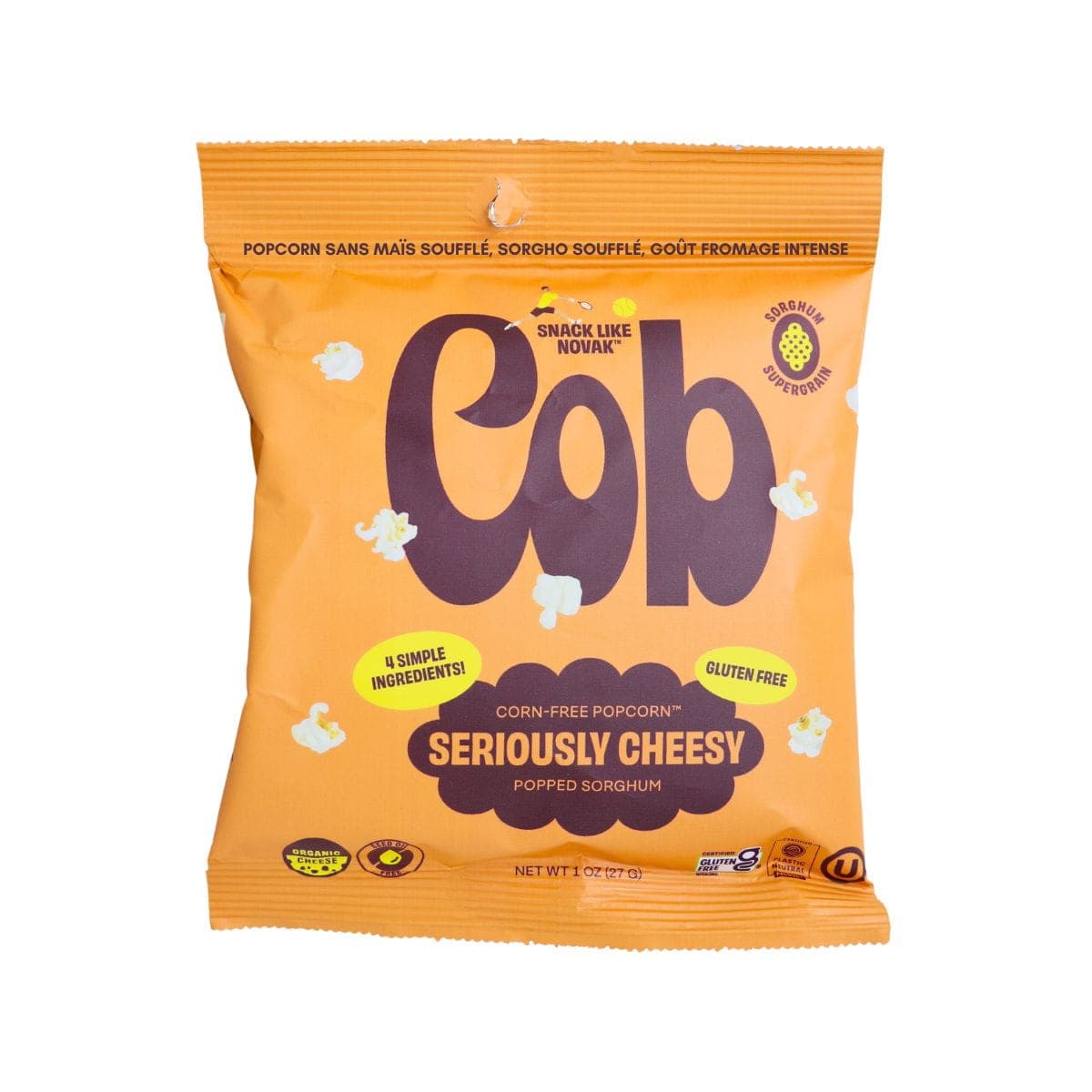 Cob Foods Corn-Free Popcorn Popped Sorghum Seriously Cheesy, 27 g