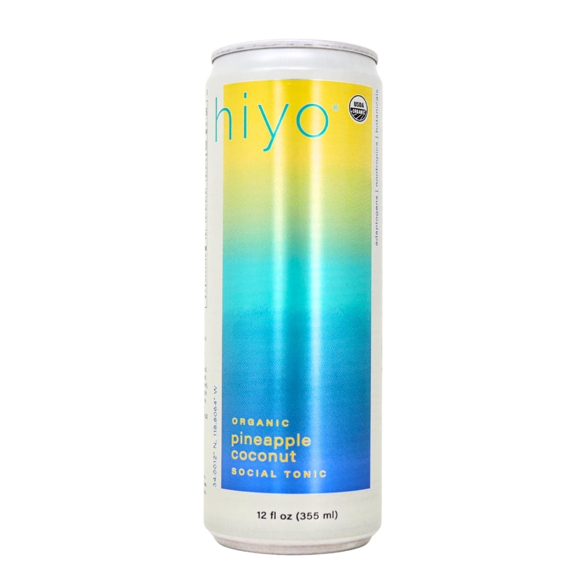 Hiyo Organic Non-Alcoholic Functional Seltzer Pineapple Coconut, 355 mL