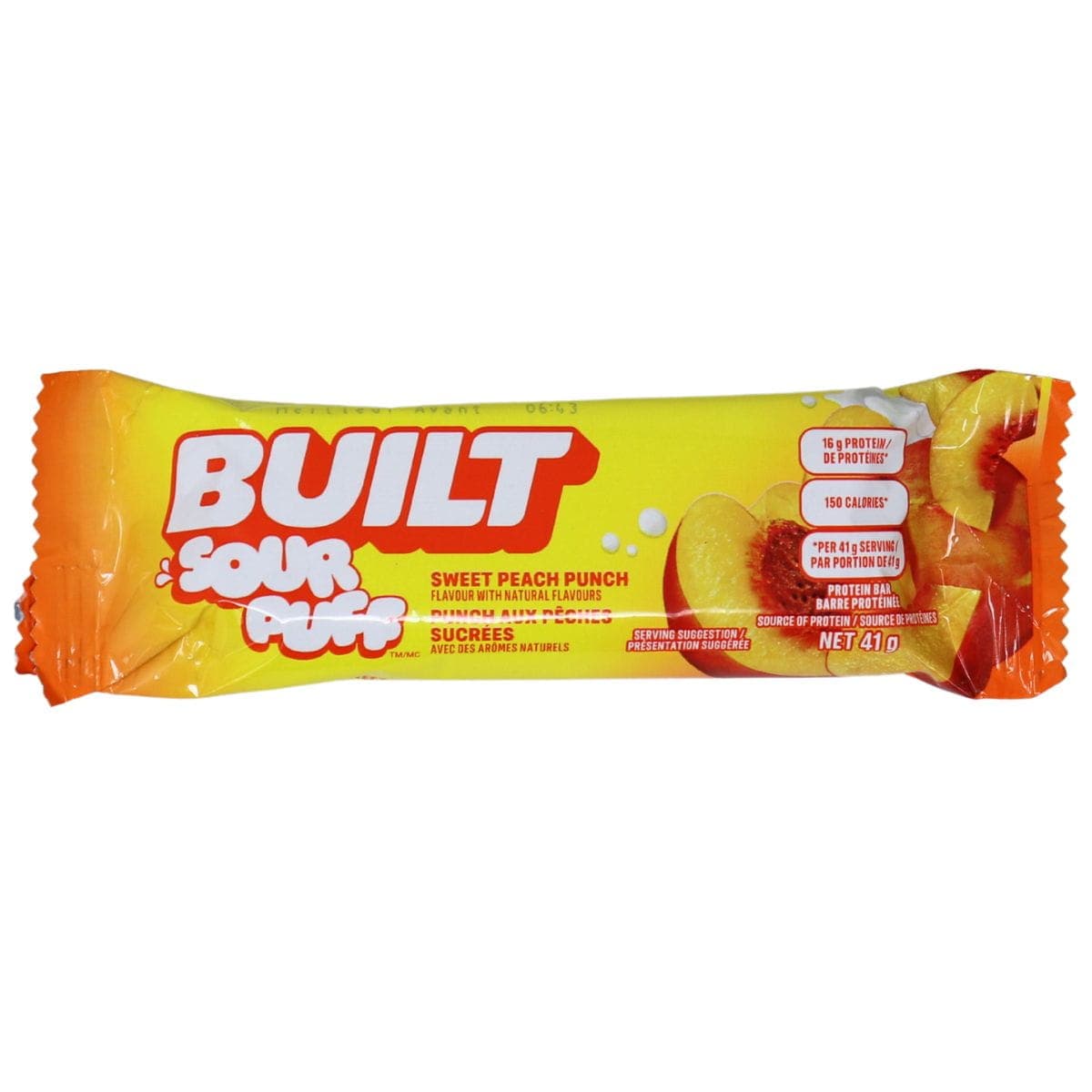 Built Bar Sour Puffs Protein Bar Sweet Peach Punch, 41 g