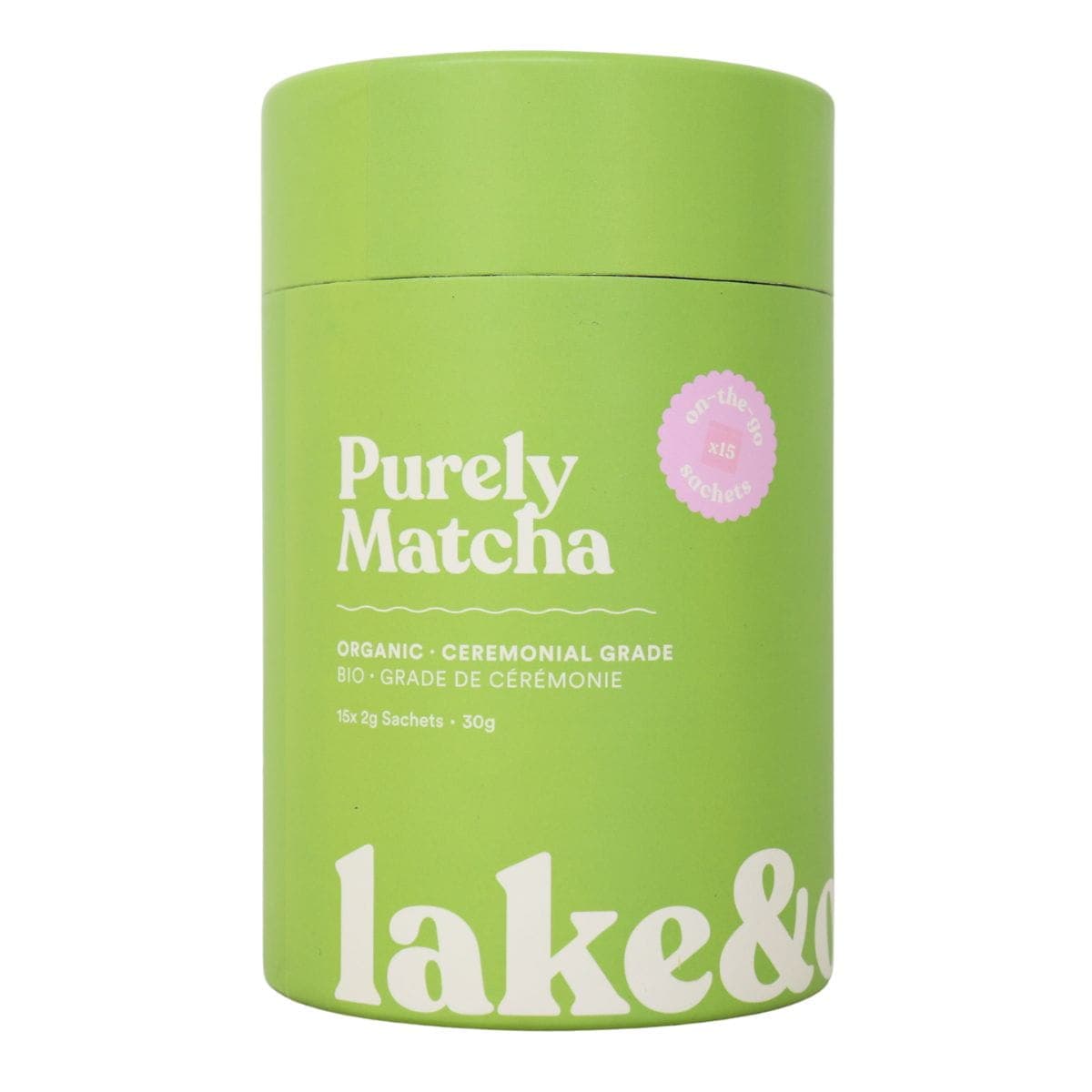 Lake & Oak Co. Organic Ceremonial Grade Purely Matcha, 15 Sachets