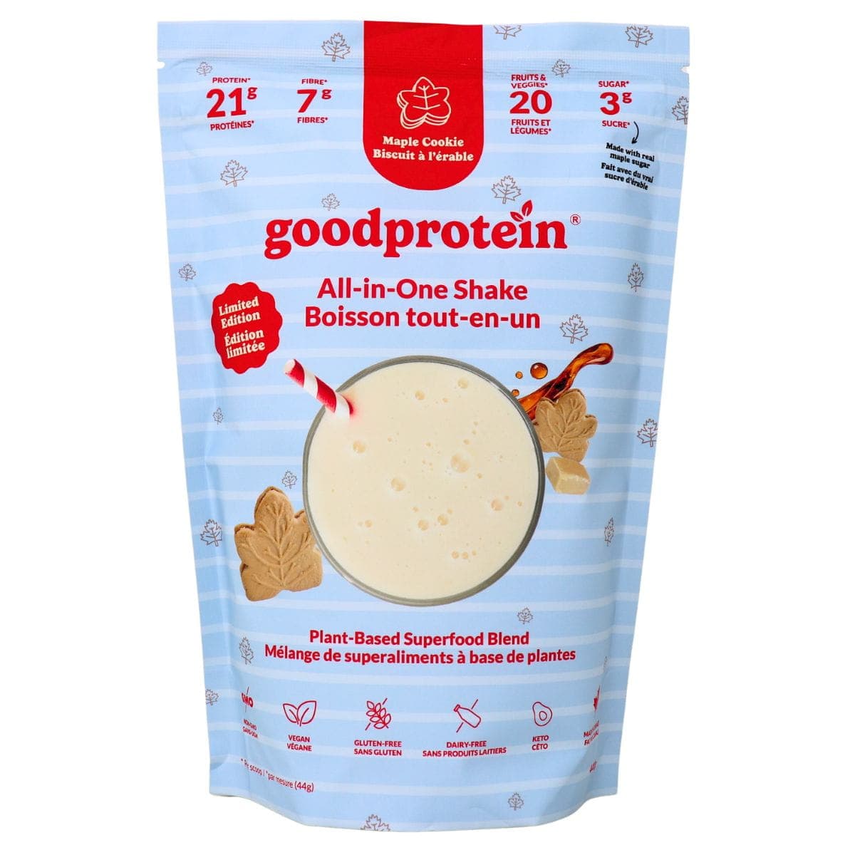 Good Protein All-In-One Shake Plant-Based Superfood Blend Maple Cookie, 440g