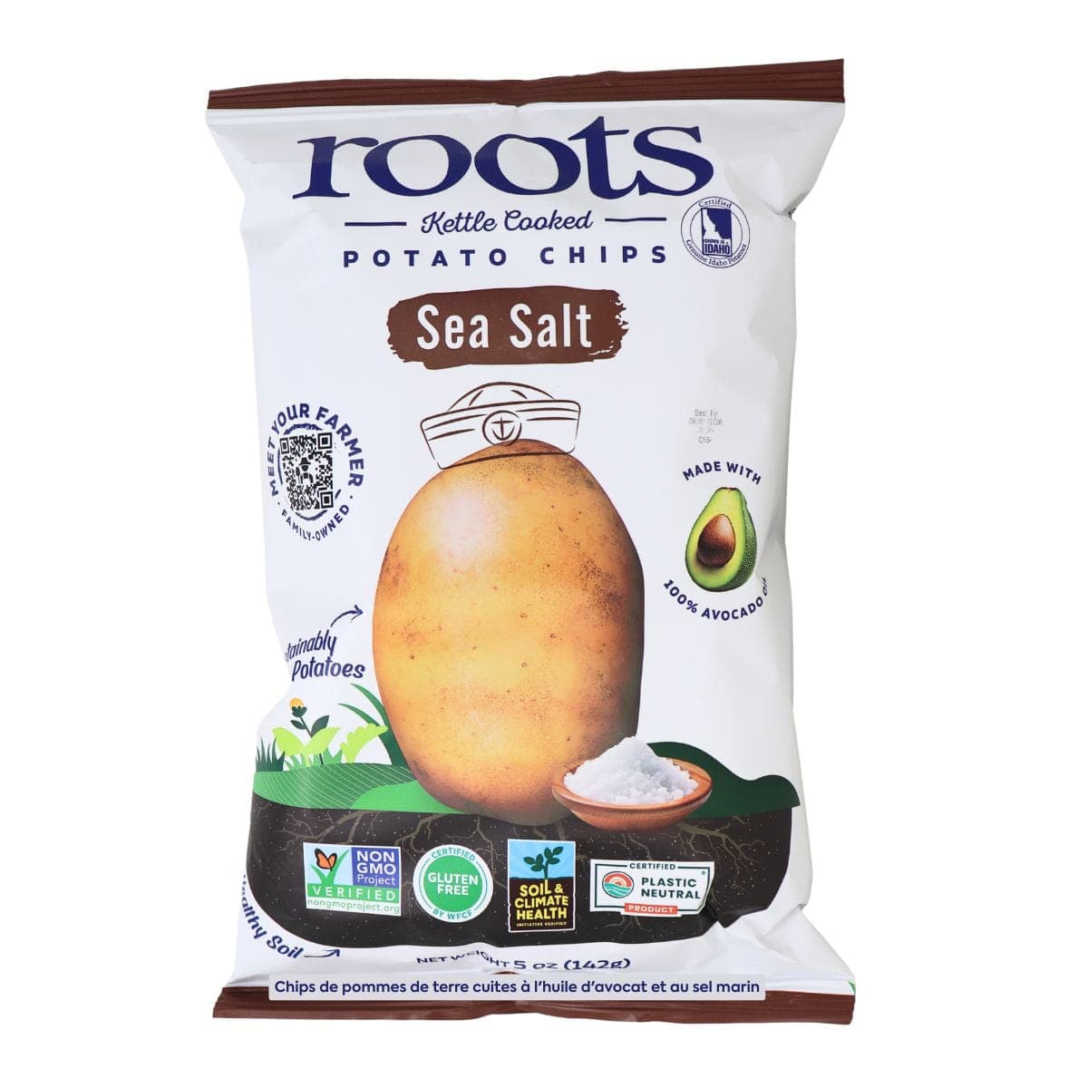 Roots Kettle Cooked in Avocado Oil Potato Chips Sea Salt, 142g