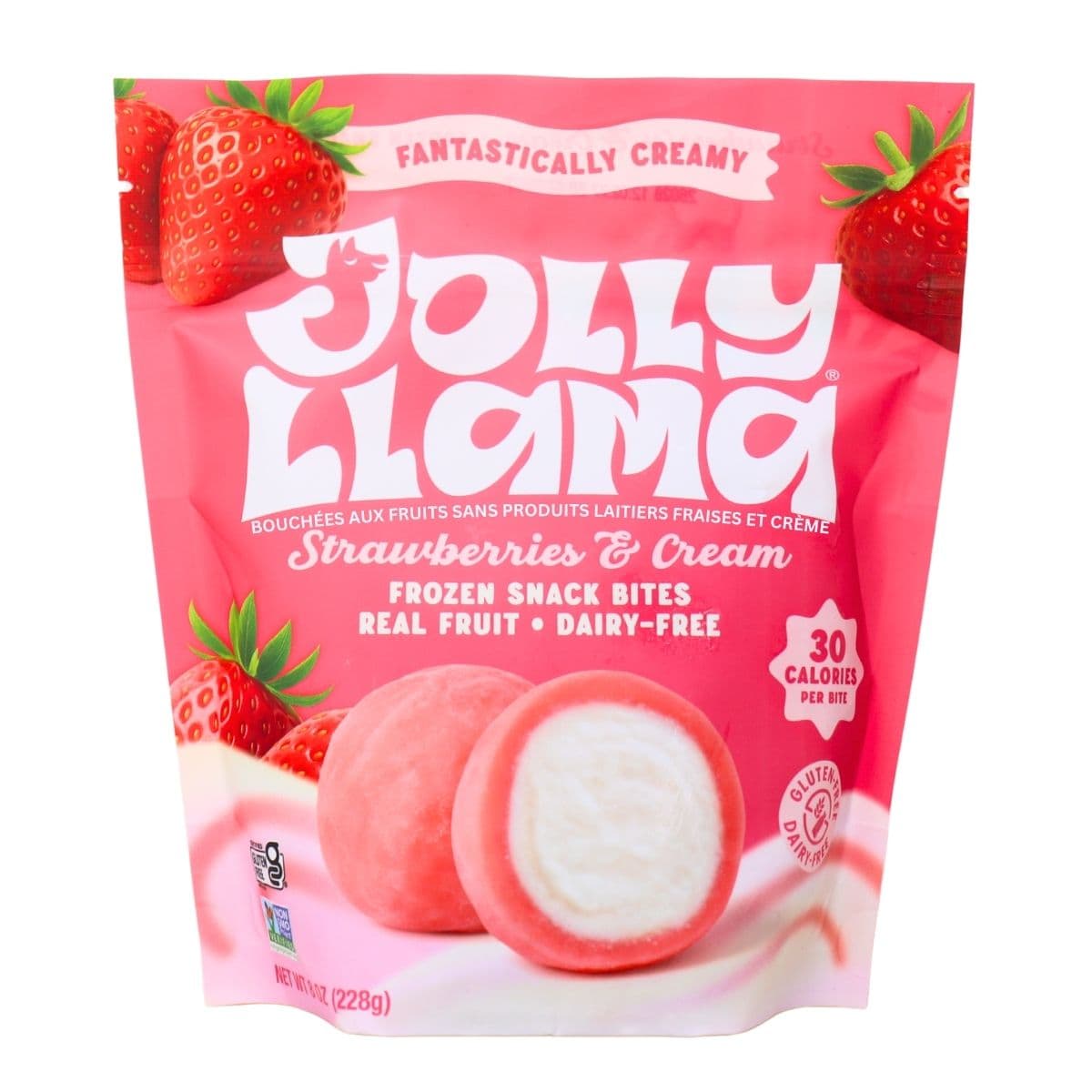 Jolly Llama Real Fruit Dairy-Free Snack Bites Strawberries and Cream, 228g