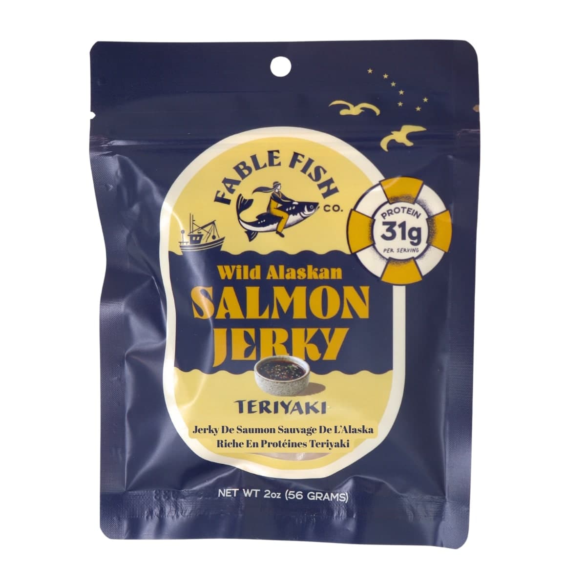 Fable Fish Co. High-Protein Wild Alaskan Salmon Jerky Teriyaki, 56 g