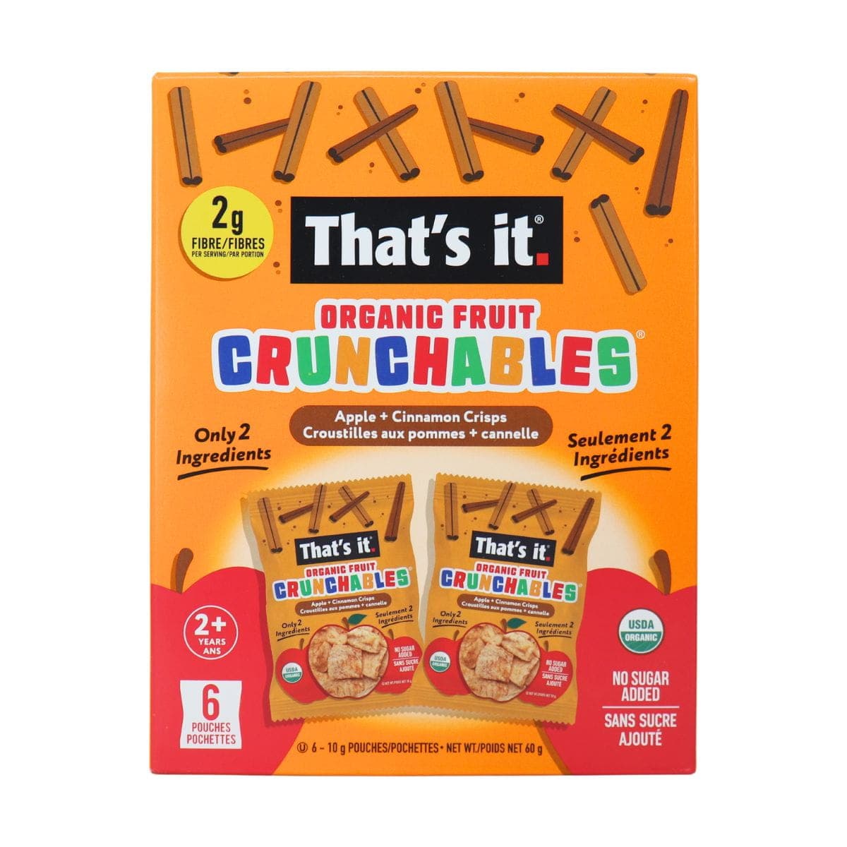 That’s It No Sugar Added Organic Fruit Crunchables Apple + Cinnamon Crisps 6-Pack, 10 g each