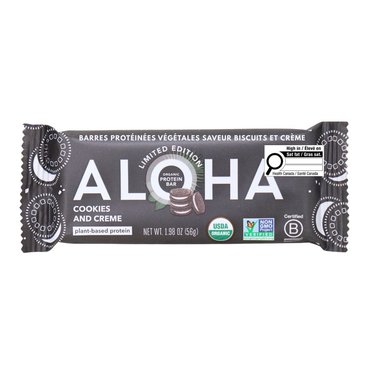 ALOHA Organic Plant-Based Protein Bar Cookies & Cream, 56 g