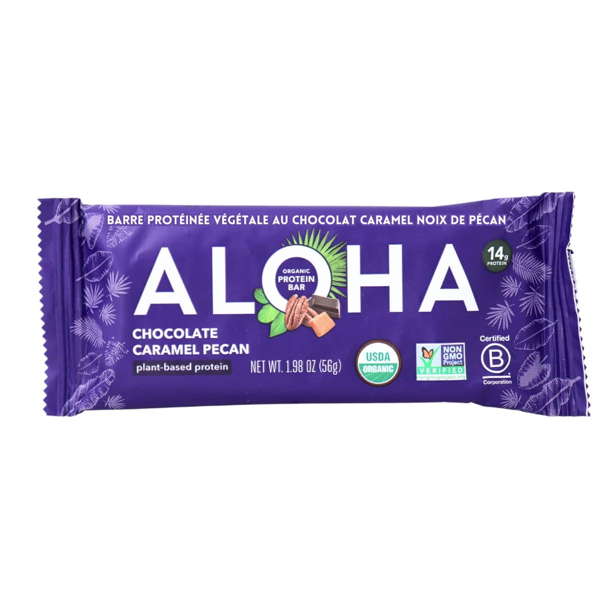 ALOHA Organic Plant-Based Protein Bar Chocolate Caramel Pecan, 56g