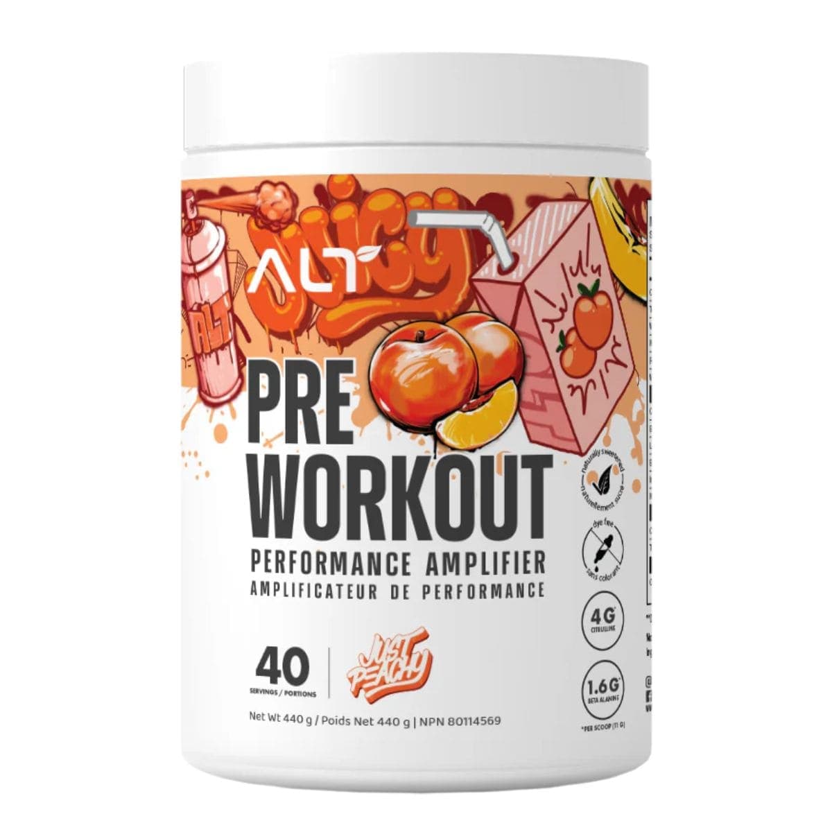 ALT Sugar-Free Pre Workout Performance Amplifier Just Peachy, 40 Servings