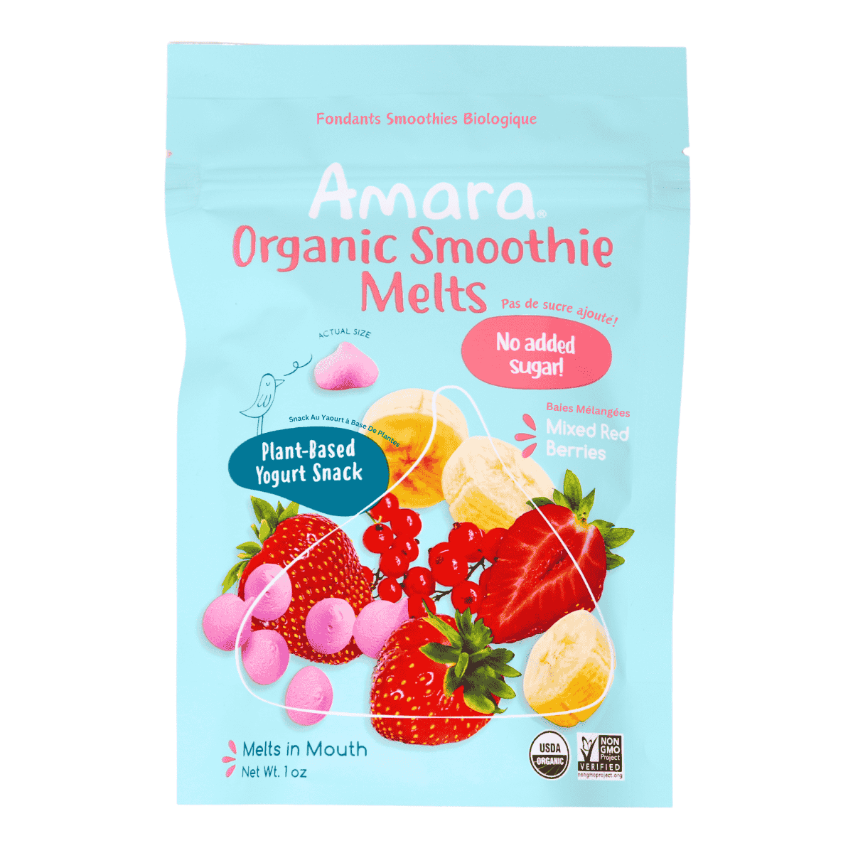 Amara No Sugar Organic Smoothie Melts Mixed Red Berries, 28g
