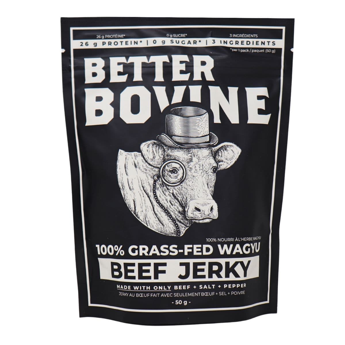 Better Bovine Premium Grass-Fed Wagyu Beef Jerky Salt & Pepper, 50g
