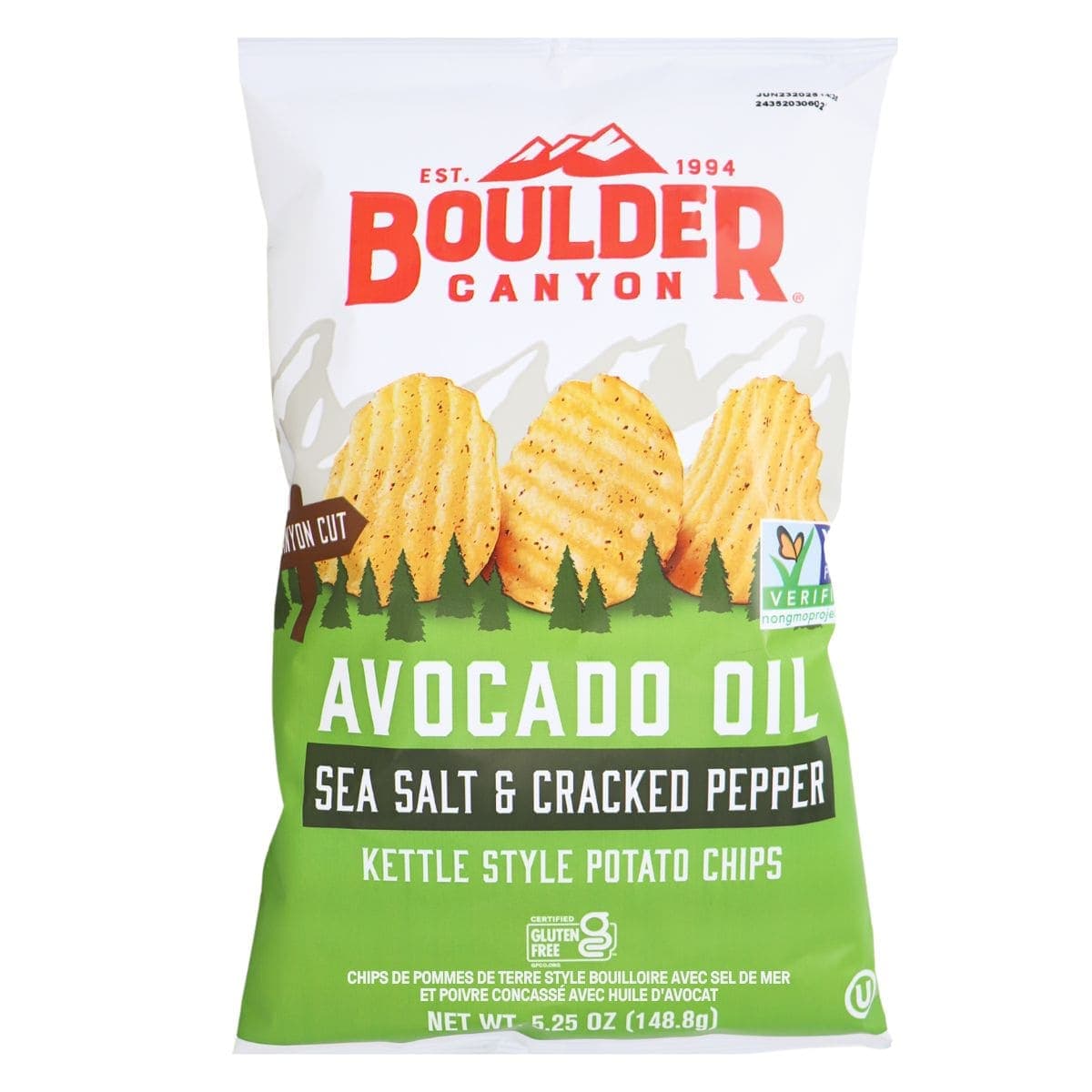 Boulder Canyon Kettle Style Potato Chips With Avocado Oil Sea Salt & Cracked Pepper, 148.8g