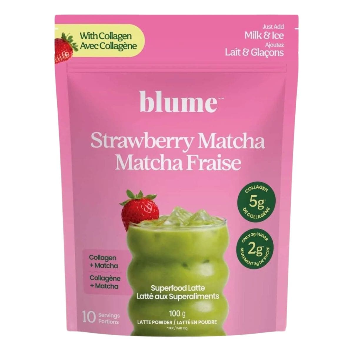 Blume Superfood Latte Strawberry Matcha, 100g