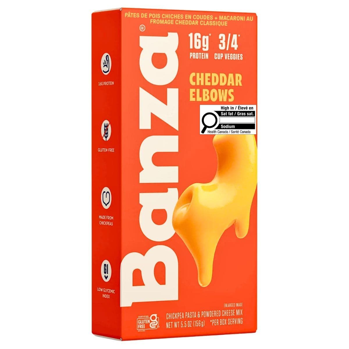 Banza Chickpea Pasta Elbows + Classic Cheddar Mac & Cheese, 156g