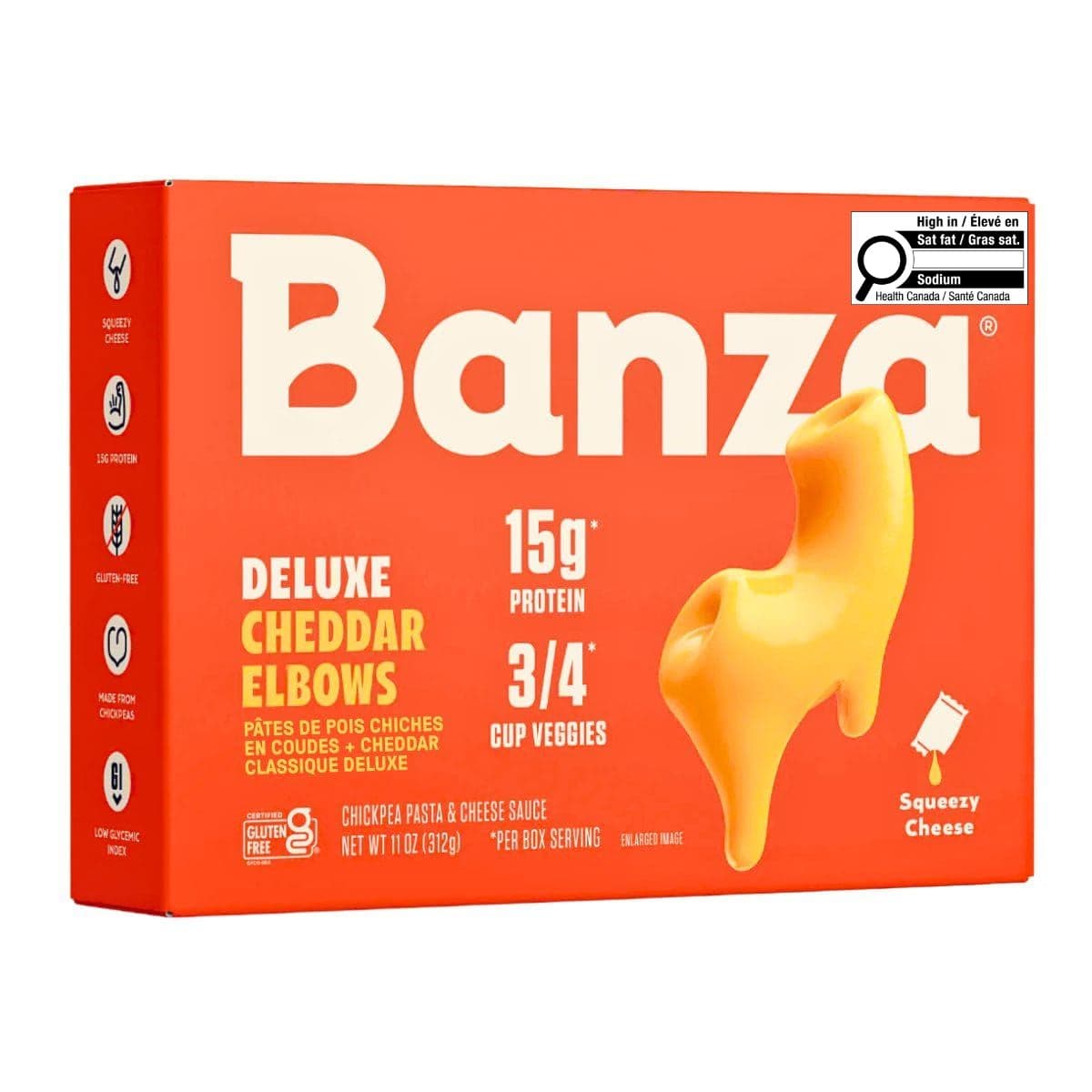 Banza Chickpea Pasta Elbows + Classic Cheddar Deluxe, 312g