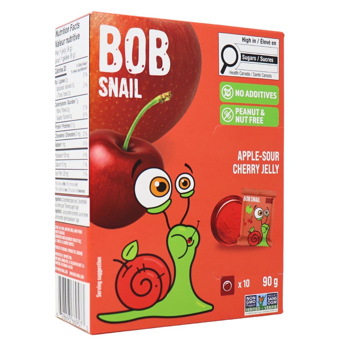 Bob Snail No Added Sugar Fruit Jelly Apple-Sour Cherry, 10 Packs