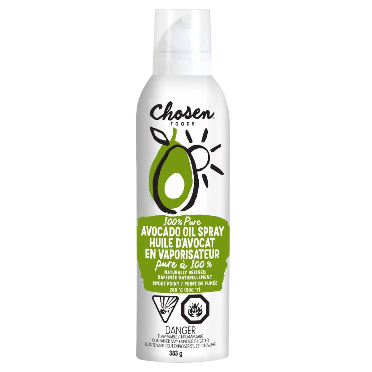 Chosen Foods 100% Pure Avocado Oil High Heat All-Purpose Cooking Spray, 383g